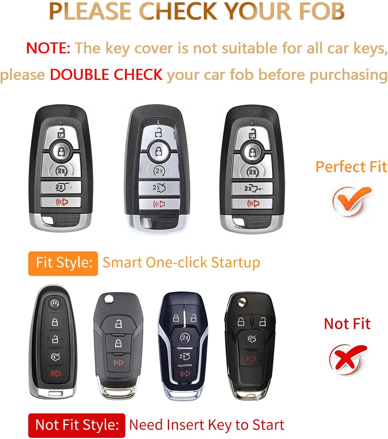 OFFCURVE Funda para llavero de coche compatible con Ford, rosa+llavero
