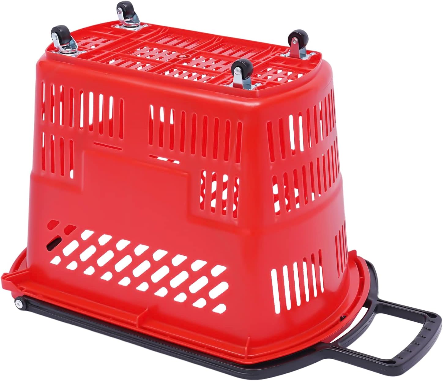 6 cestas de compras para tienda minorista, supermercado, carritos de compras con ruedas, gran capacidad de 35 l9.2 gal (rojo)