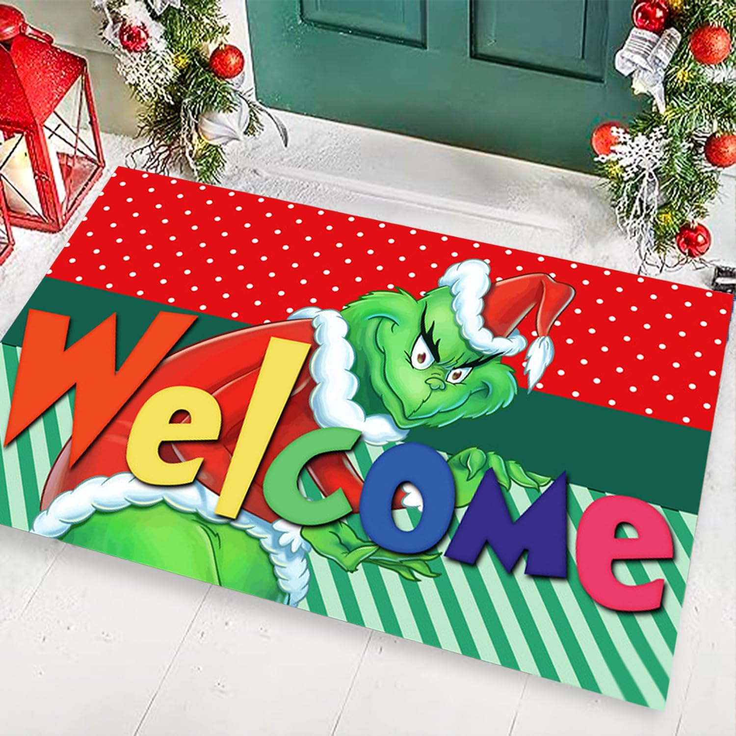 Micayg Tapete de Navidad para puerta, decoración de Navidad, para interiores y exteriores, hogar, cocina, baño, decoración de fiesta de Navidad