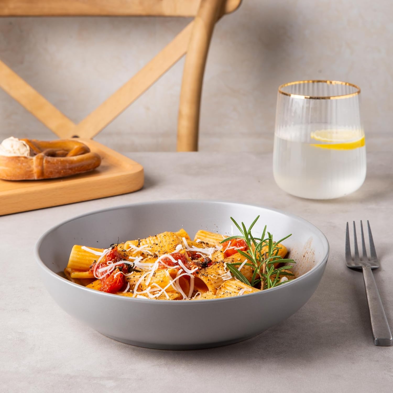 AmorArc Juego de 6 cuencos de cerámica para pasta de 8.5 pulgadas, cuencos grandes de 32 onzas para cocina, cuencos anchos para pasta, ensalada,