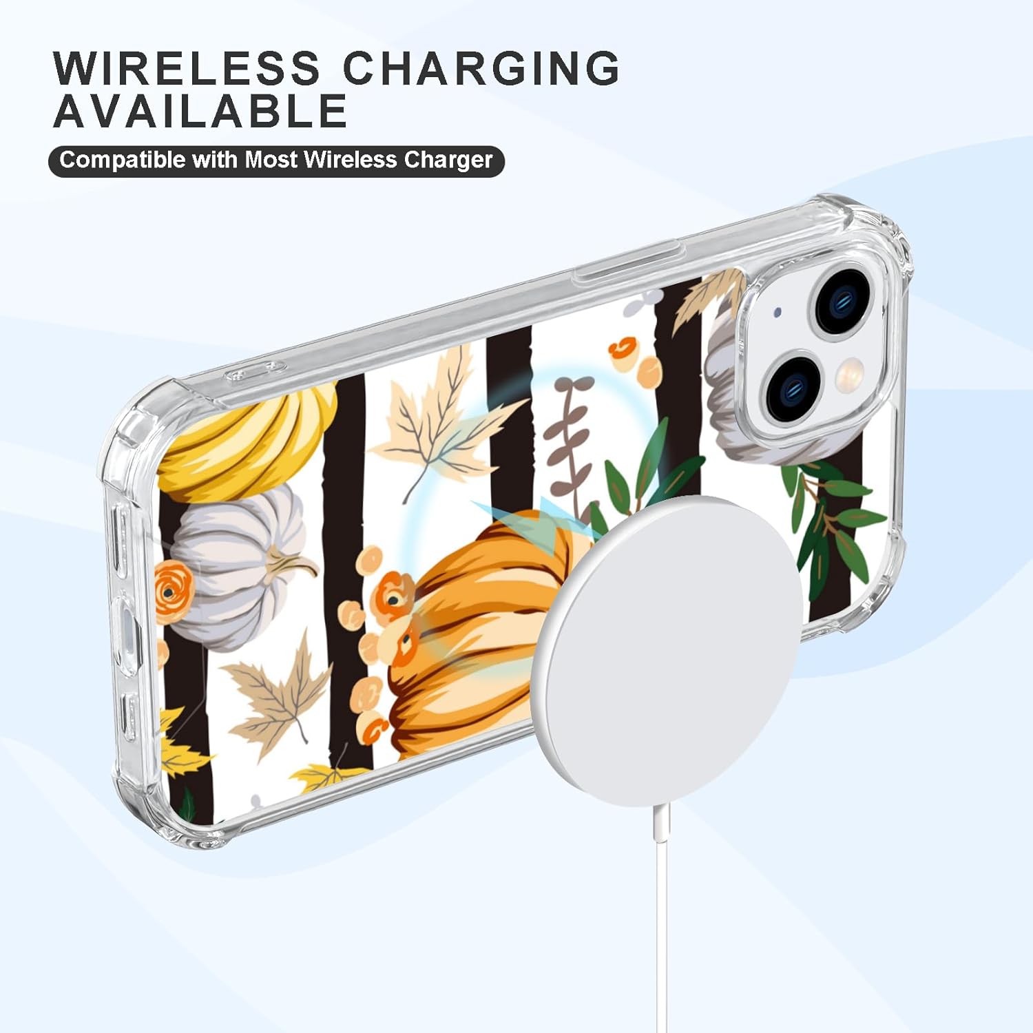 Funda transparente de otoño para iPhone 14 y 13, a prueba de golpes, funda protectora a prueba de golpes, bonita funda rosa para mujeres y niñas
