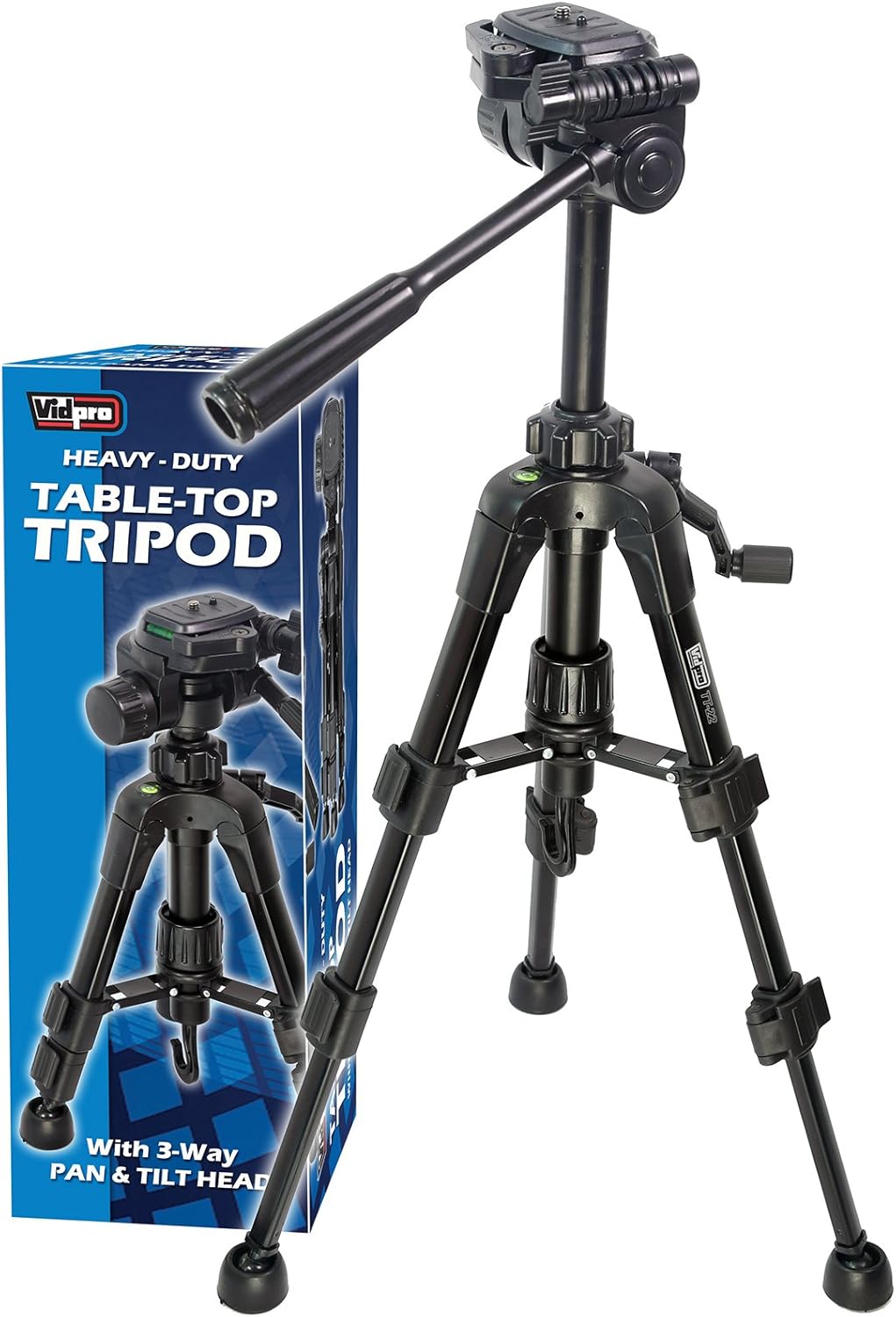 Vidpro TT-22 – Trípode y estuche macro de mesa de 22 pulgadas de 3 vías con cabeza inclinable y panorámica