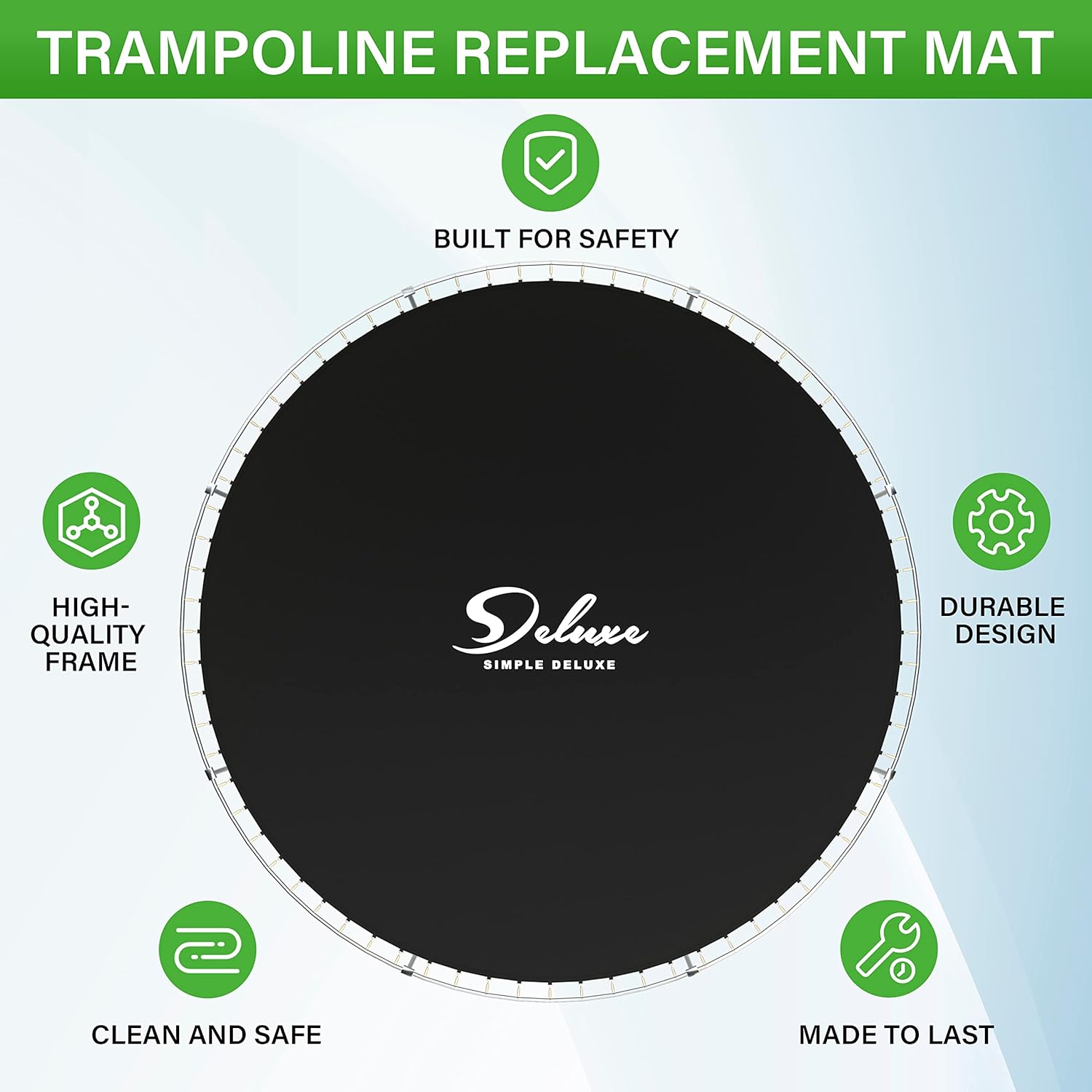 Simple Deluxe Alfombrillas de repuesto para trampolín, almohadillas de seguridad redondas para trampolín, alfombrillas de resorte de repuesto