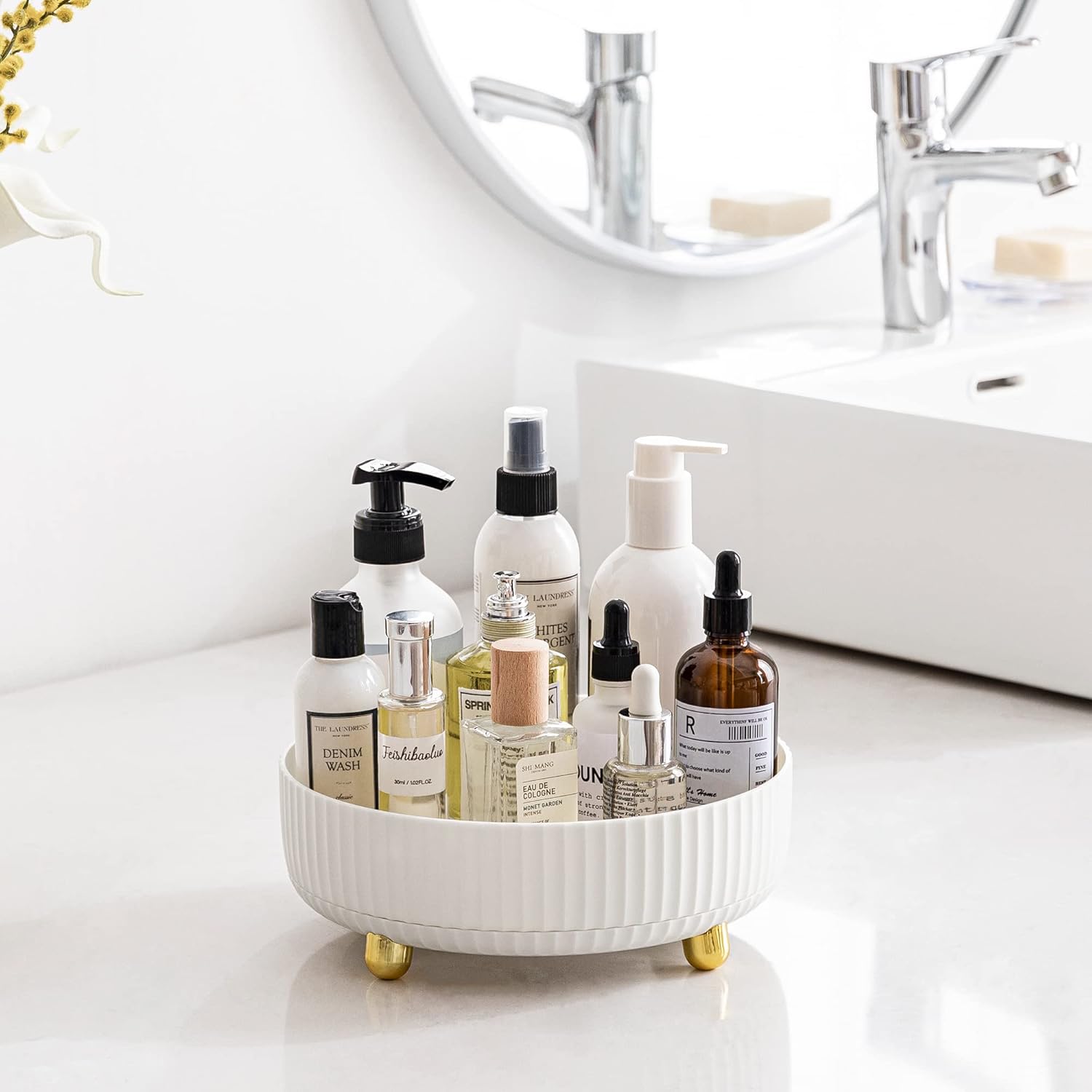 HBlife Organizador de maquillaje, organizador de perfume giratorio de 360 grados, 11 pulgadas, gran capacidad, Lazy Susan para encimera de baño o