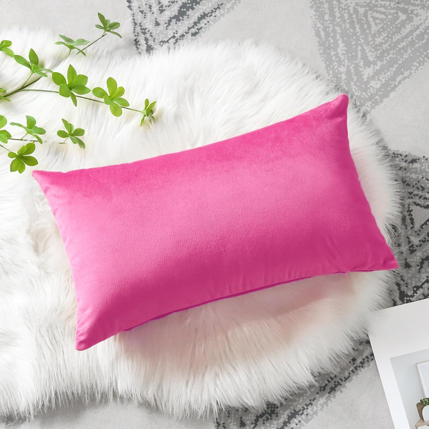 Artscope Fundas de almohada de terciopelo de lujo, fundas de almohada rectangulares decorativas, fundas de cojín suaves y sólidas para sofá,