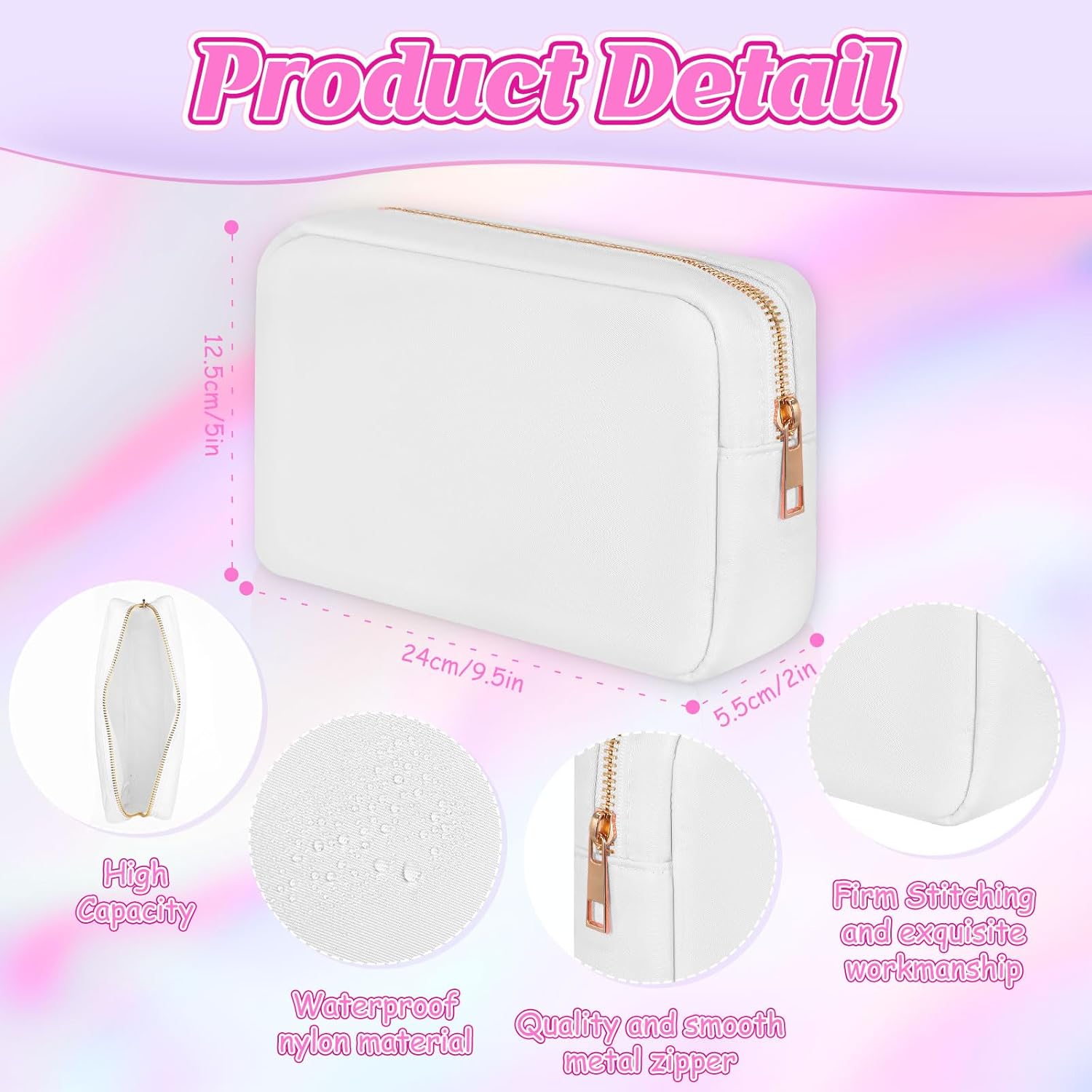 6 bolsas de maquillaje de nailon para viaje, bolsa de nailon con cremallera, bolsa de cosméticos para mujeres, niñas, organizador de maquillaje para