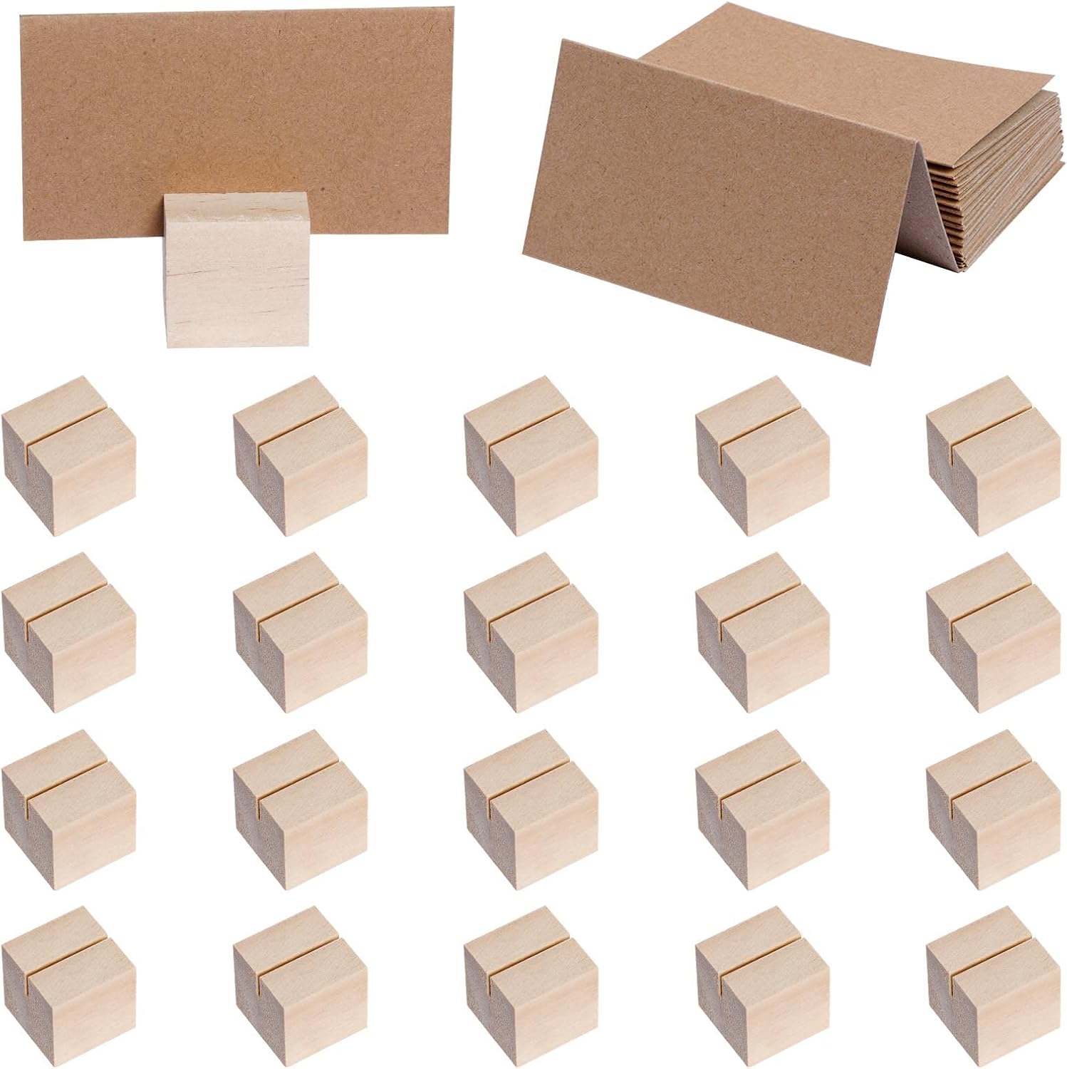 mifengda 20 soportes de madera para tarjetas de lugar, soportes para números de mesa, soportes pequeños para letreros de mesa, soporte para tarjetas