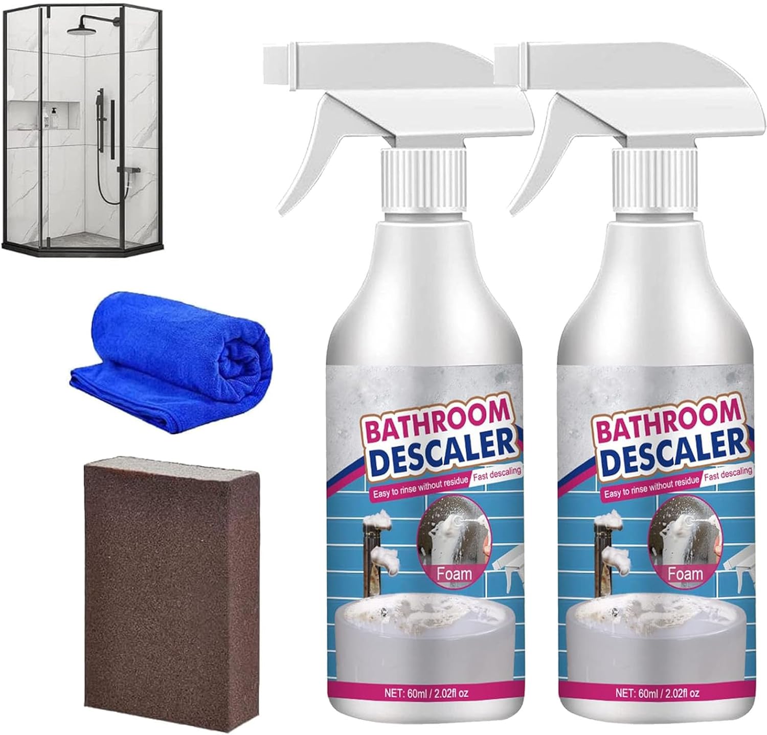 KCRPM Limpiador descalcificador de baño, limpiador de manchas difíciles, potente agente de limpieza descalcificador para bañera, inodoro, baño,