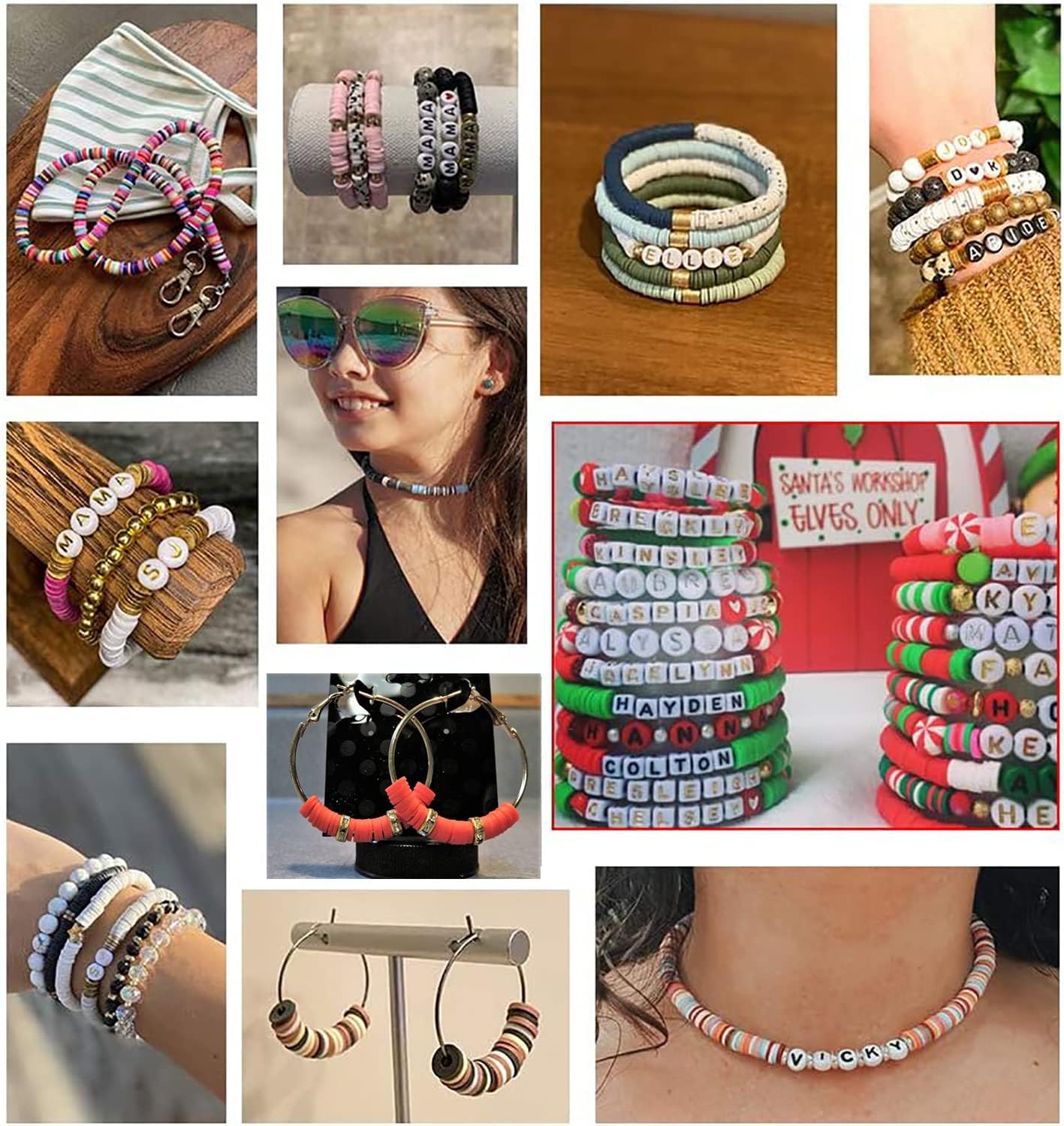3600 cuentas de arcilla para hacer pulseras, 10 hebras planas redondas de arcilla polimérica de 0.236 pulgadas (0.236 in) cuentas Heishi para hacer