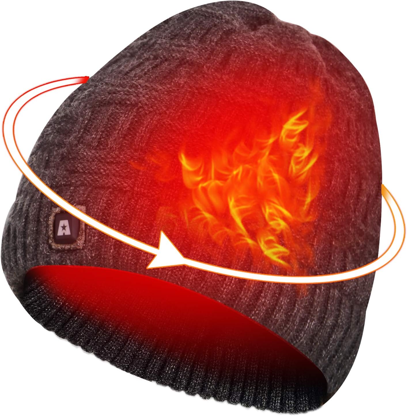 DUKUSEEK Heated Hat, Electric Winter Heated Beanie Hat with 7.4V Rechargeable Battery for Men Women Grey Black