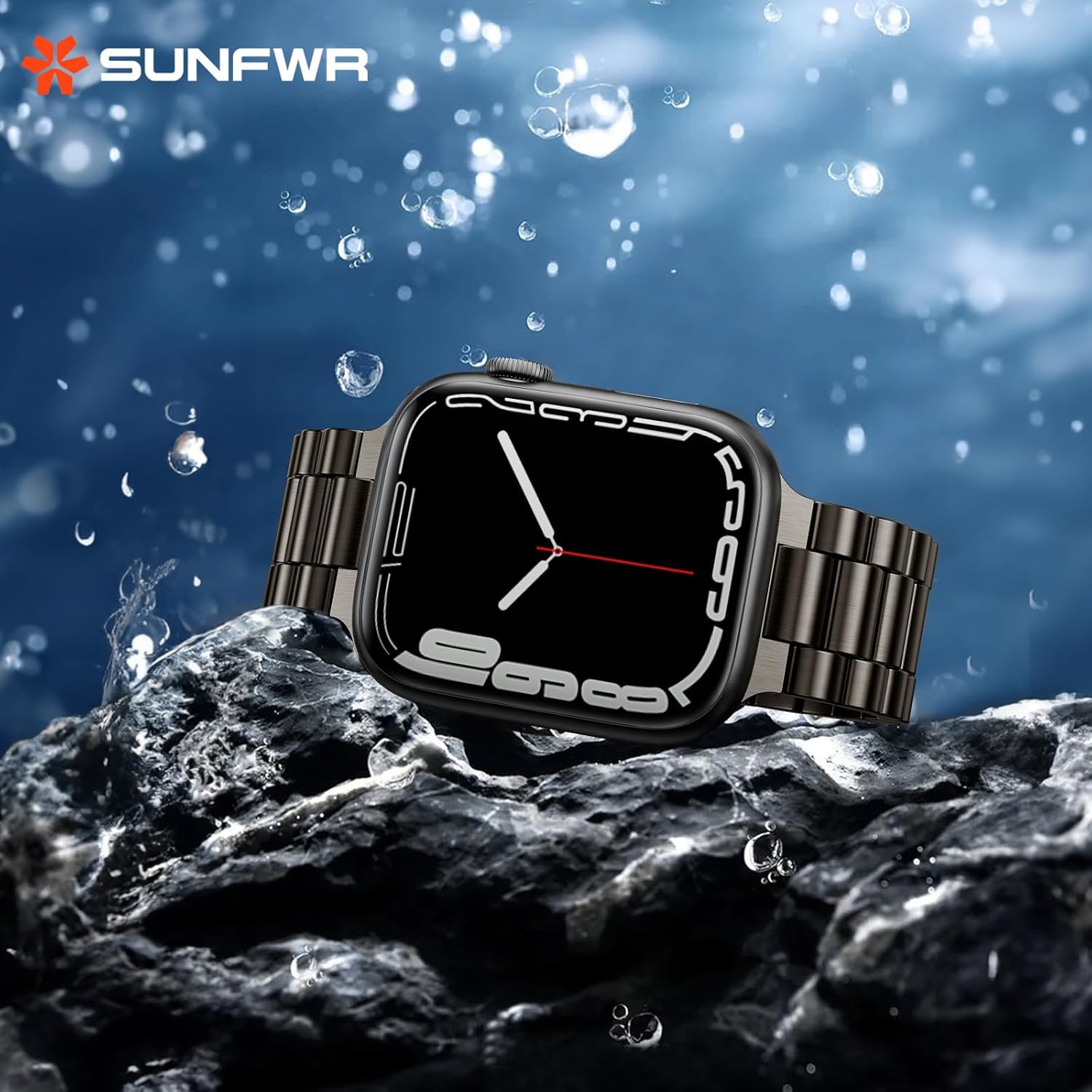 SUNFWR Compatible con Apple Watch Band de 1.614 pulgadas, 1.575 pulgadas, 1.496 pulgadas, para mujeres y hombres, correa de metal de acero