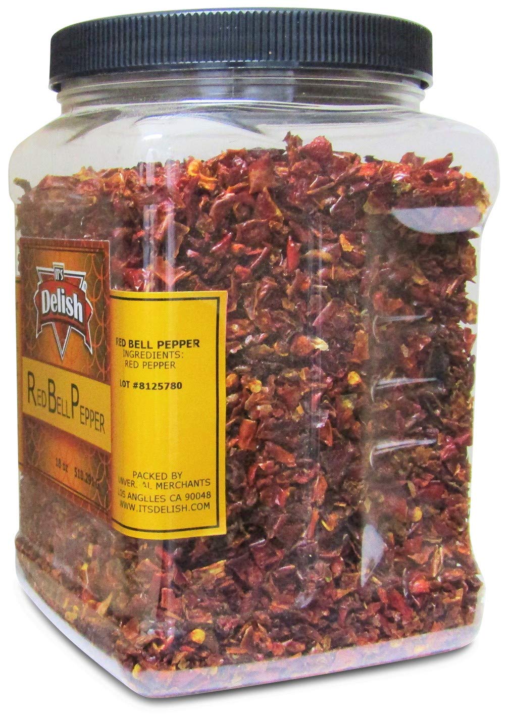 Pimienta roja deshidratada por It’s Delish  Contenedor reutilizable Jumbo 18 Oz  Sellado para mantener la frescura  picado y seco especias vegetales