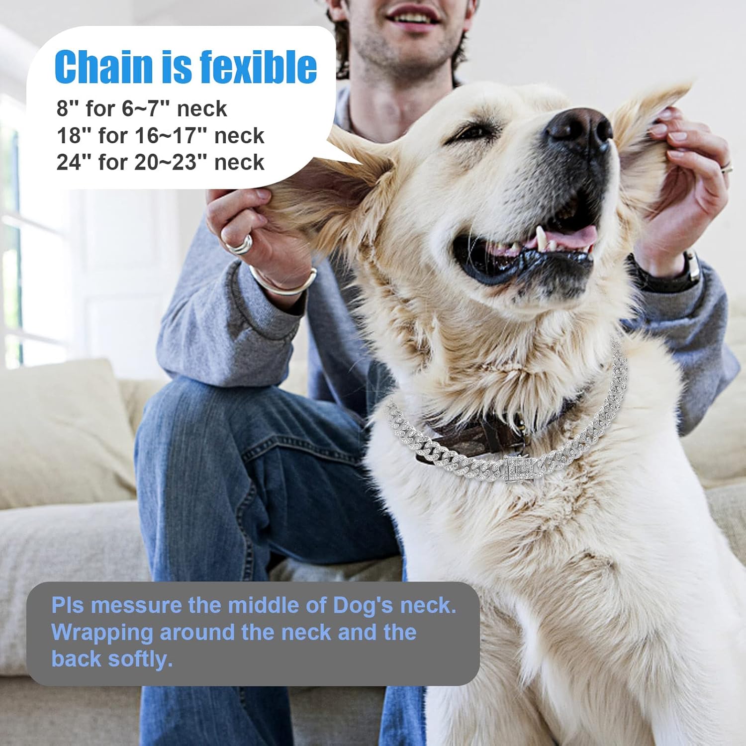 Collar cubano de cadena para perro con diseño de hebilla segura, collar de cristal cubano para mascotas, accesorios para perros pequeños, medianos y