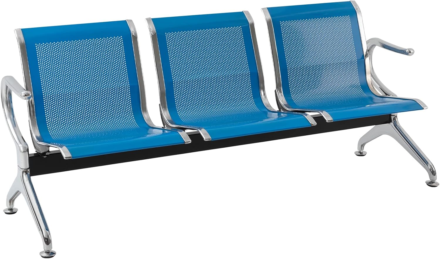 Sillas de recepción para sala de espera con brazos para oficina, aeropuerto, hospital, banco, conferencia de negocios (3 asientos, azul)