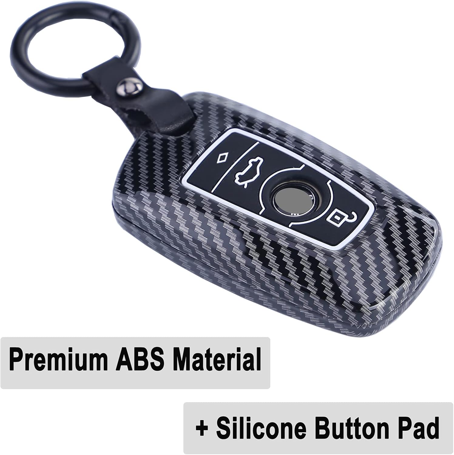 Funda para llavero compatible con BMW 1 3 4 5 6 7 Series X3 X4 M5 M6 GT3 GT5 entrada sin llave con diseño de fibra de carbono ABS (negro)