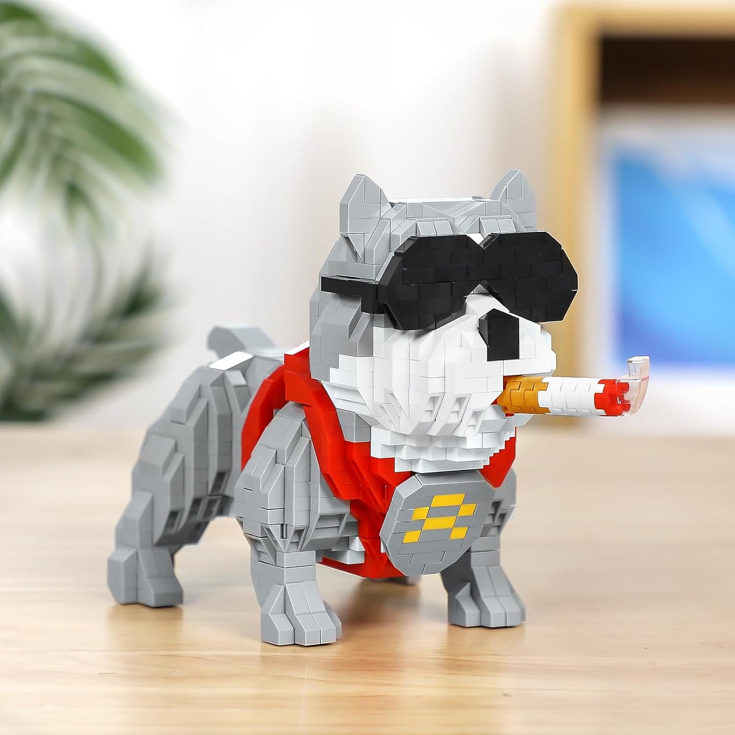 QLT – Kit de bloques de construcción de micromicrobloques de construcción con diseño de animales lindos Bully Pitbull, juguetes de construcción para