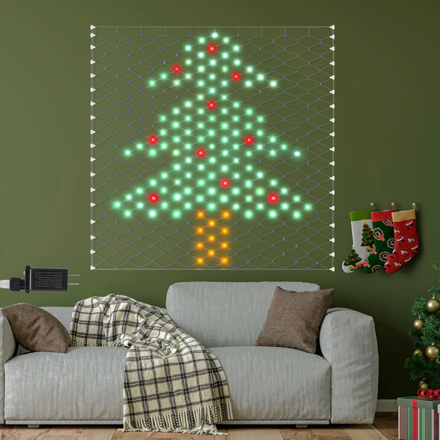 320 luces LED de Navidad para exteriores, luces de red de 3.9 pies x 4.3 pies, 8 modos de decoración de luz LED de Navidad, decoraciones de Navidad