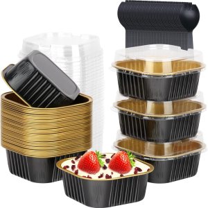 LNYZQUS Moldes para cupcakes de 5 onzas con tapas, paquete de 40 unidades, moldes de aluminio para hornear cupcakes, moldes para hornear brownie, LNYZQUS Moldes para cupcakes de 5 onzas con tapas, paquete de 40 unidades, moldes de aluminio para hornear cupcakes, moldes para hornear brownie,
