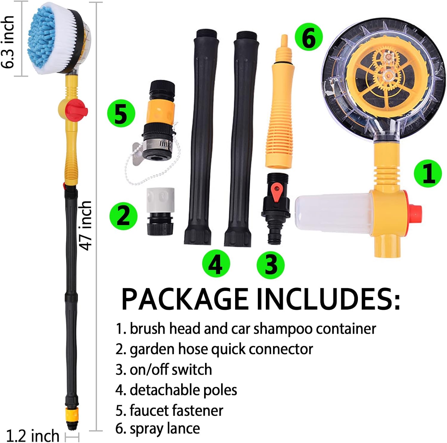 Cepillo giratorio para lavado de coche, microfibra suave, rotación automática con dispensador de jabón, cepillo de lavado exterior de coche unido a