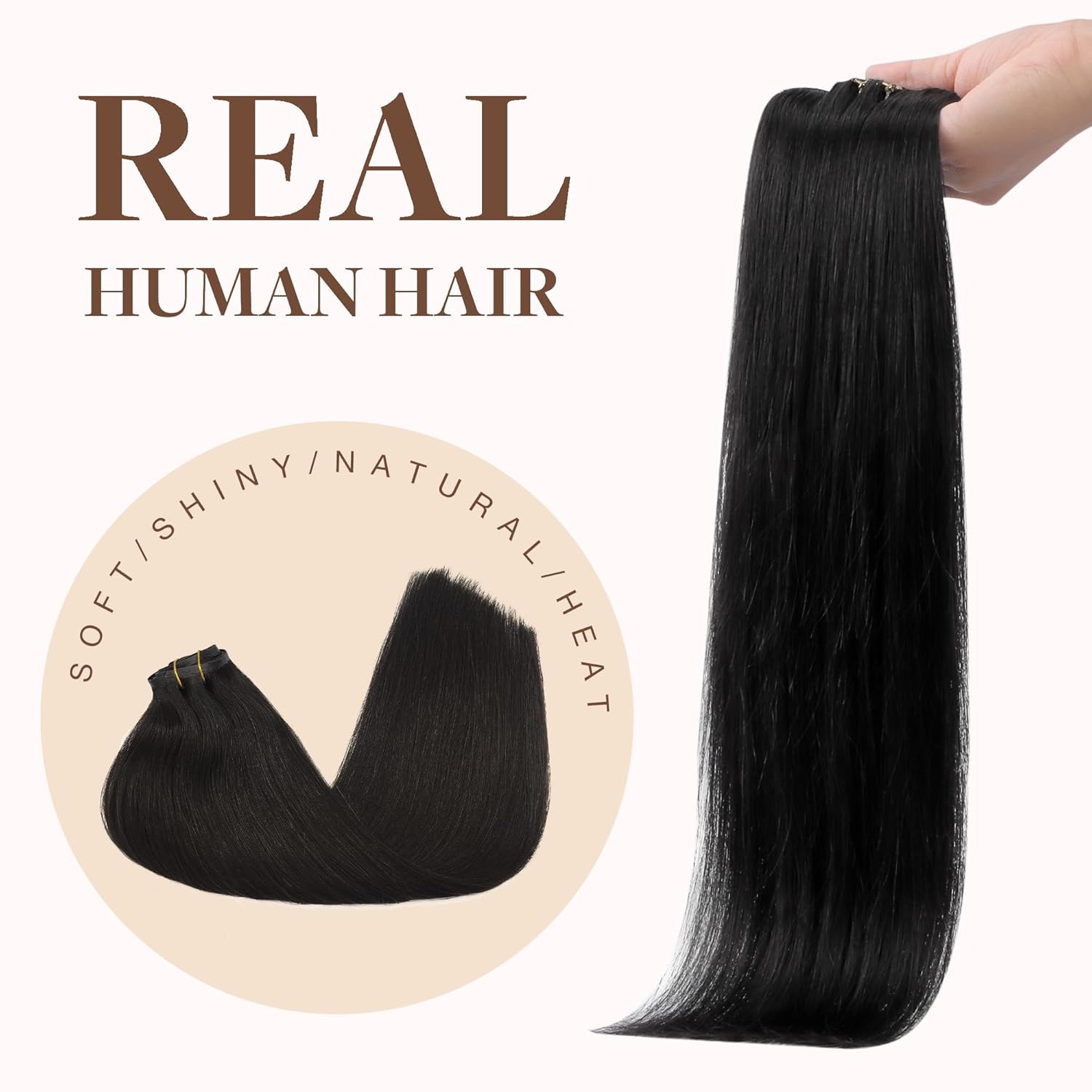 Goo Goo – Extensiones de cabello con clip de poliuretano de trama sin costuras, cabello humano de color degradado, lacio, Remy, con efecto balayage,