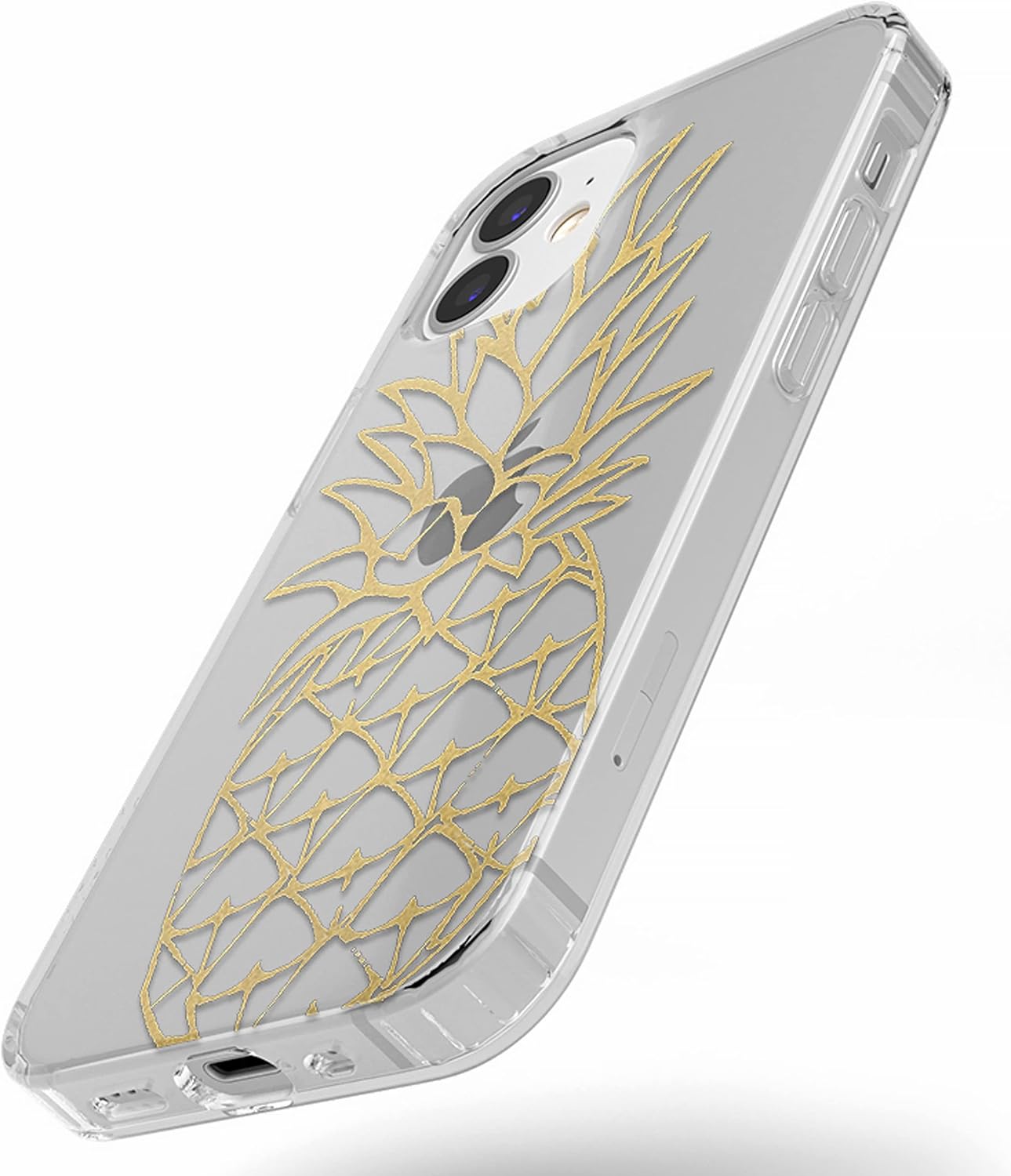 Casely Funda para iPhone 11  Carcasa rígida transparente de piña dorada brillante