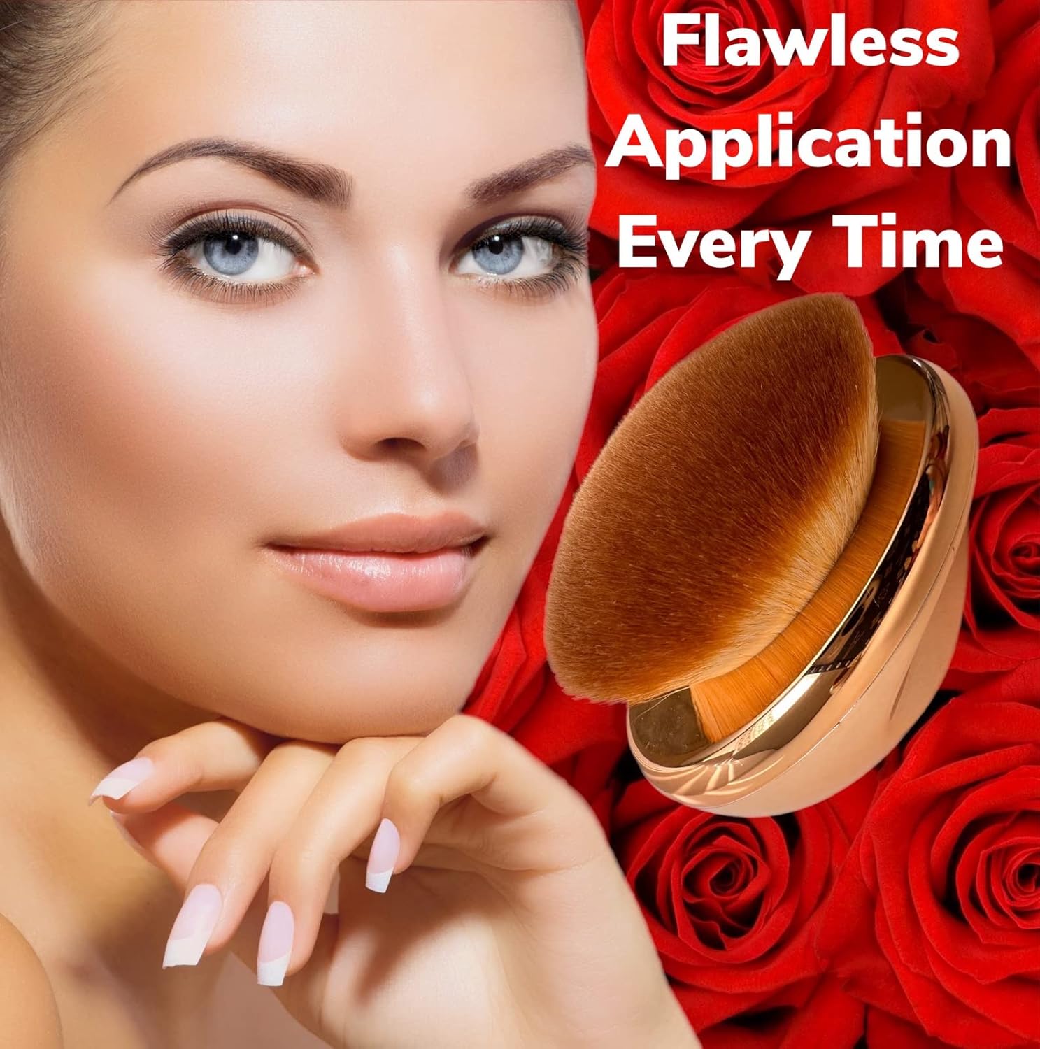 Brocha de base para maquillaje de palma, suave Kabuki en forma de cúpula facial y cuerpo SPF Blush Bronzer Highlighter mezcla autobronceador líquido