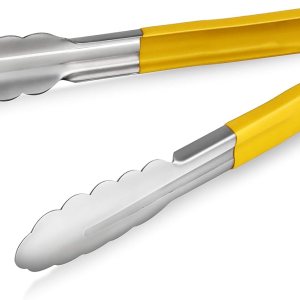 New Star Foodservice 35889 Pinzas de resorte de 9 pulgadas, acero inoxidable, revestimiento de vinilo, juego de 12, color amarillo New Star Foodservice 35889 Pinzas de resorte de 9 pulgadas, acero inoxidable, revestimiento de vinilo, juego de 12, color amarillo