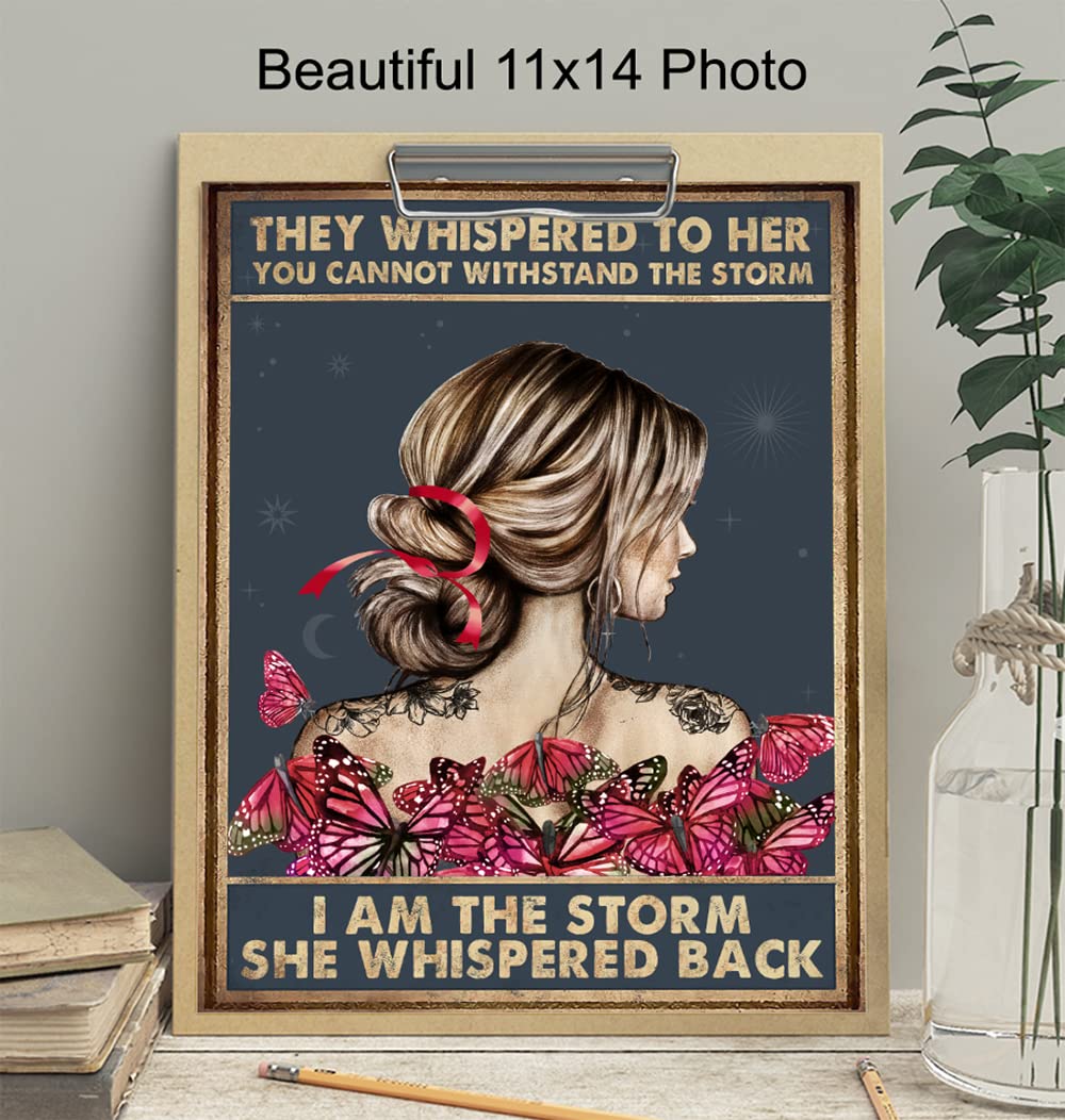 Inspirational Wall Art & Decor -LARGE 11×14- They Whispered to Her You Cannot Withstand The Storm Decor – She Whispered Back I Am The Storm – Boho