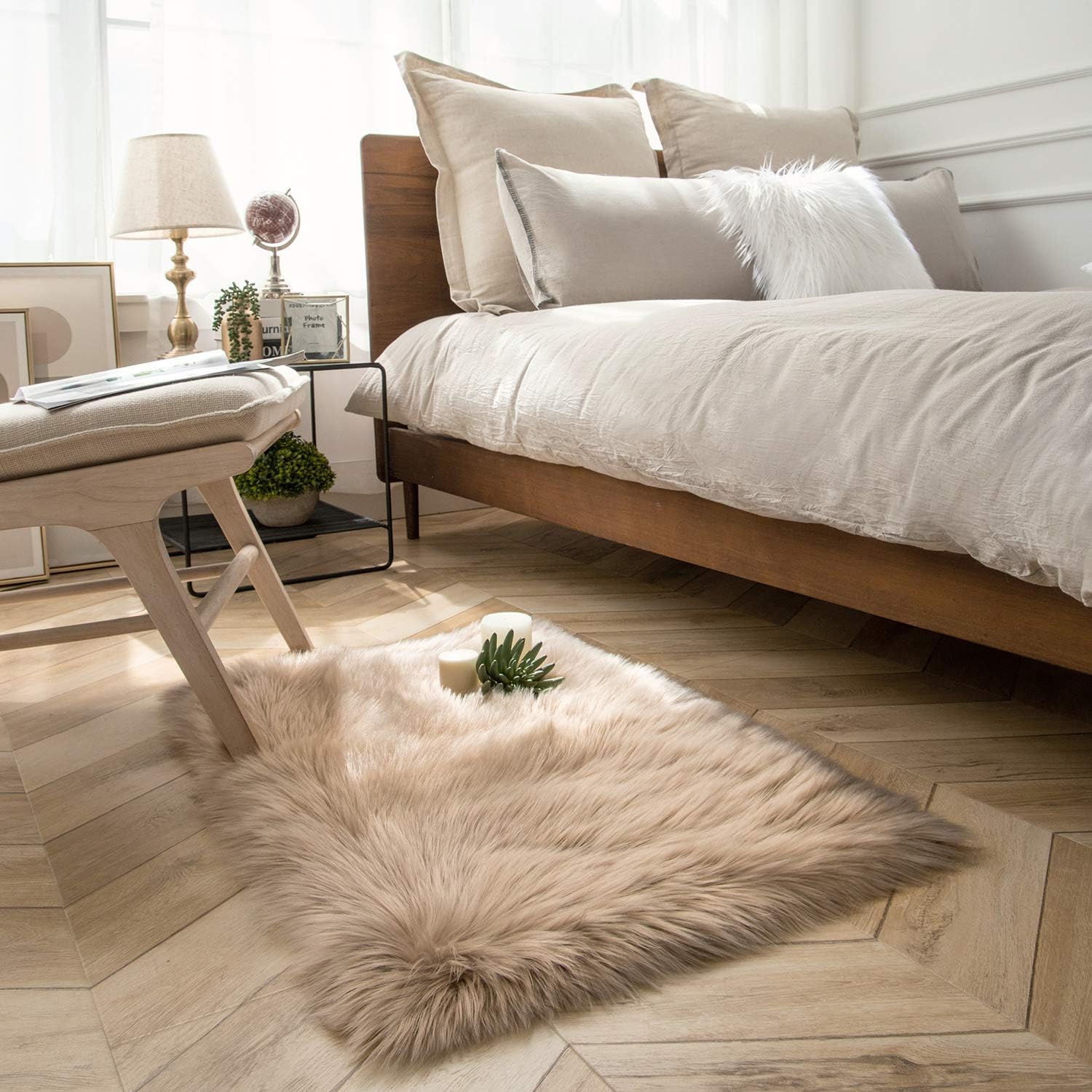 Ashler – Funda suave de piel de oveja sintética para silla, sofá, alfombra de área para suelo de habitación, sofá o sala de estar