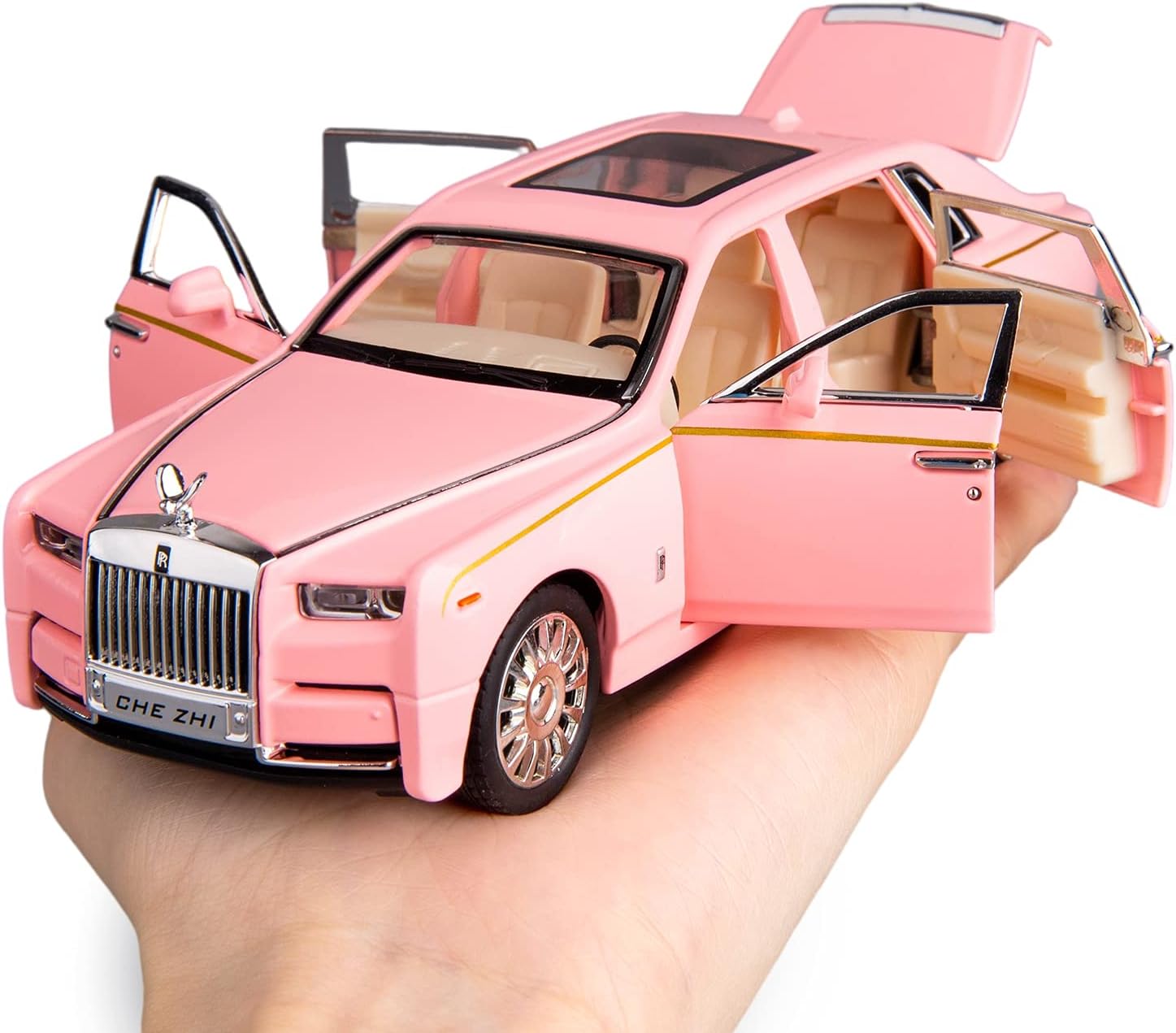 BDTCTK 132 Rolls-Royce Phantom Model Car, auto de juguete de aleación de zinc con sonido y luz para regalo de niños y niñas (rosa)