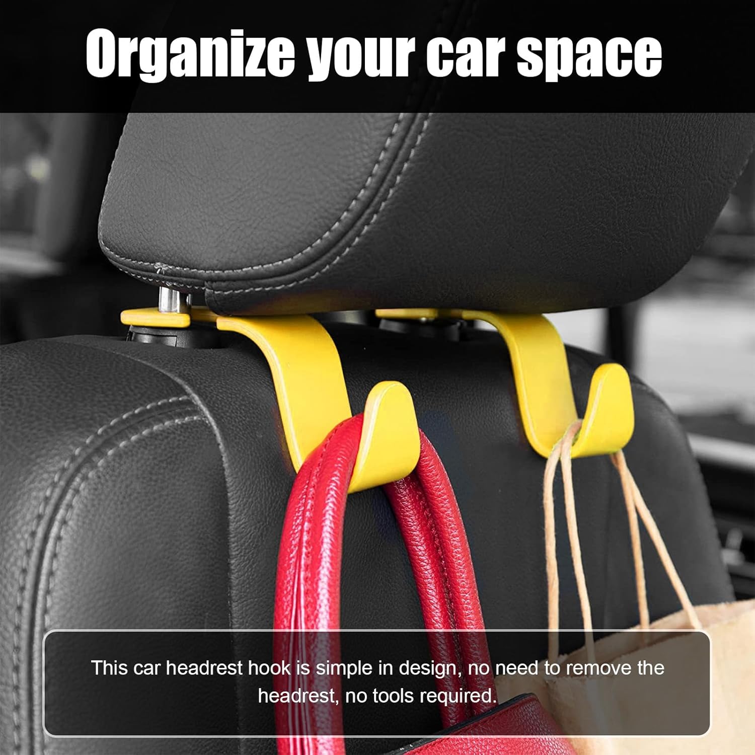 Ziciner 4 ganchos para reposacabezas de asiento de automóvil, organizador de almacenamiento de ganchos para asiento trasero, accesorios universales