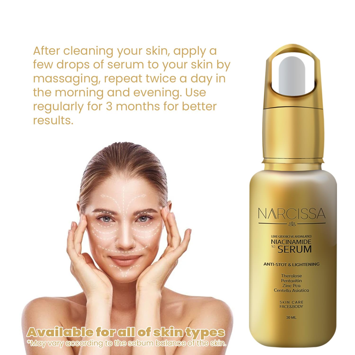 Corrector de imperfecciones, tono de piel por la noche y suero iluminador para el cuidado de la piel – Niacinamida 5% – Antienvejecimiento – Puntos