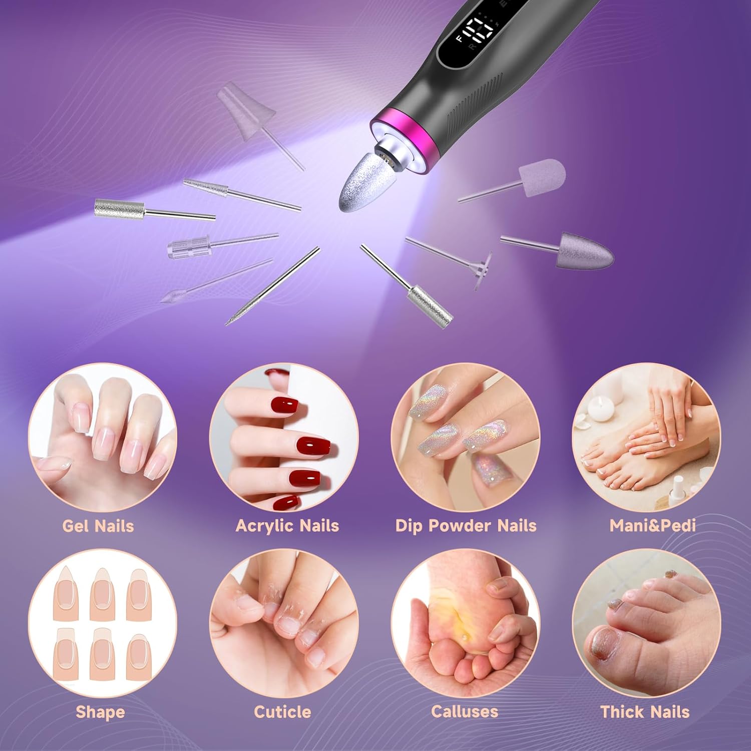 Taladro de uñas profesional, kit de lima de uñas eléctrica para uñas de gel acrílicas, herramientas eléctricas de manicura y pedicura, regalo de