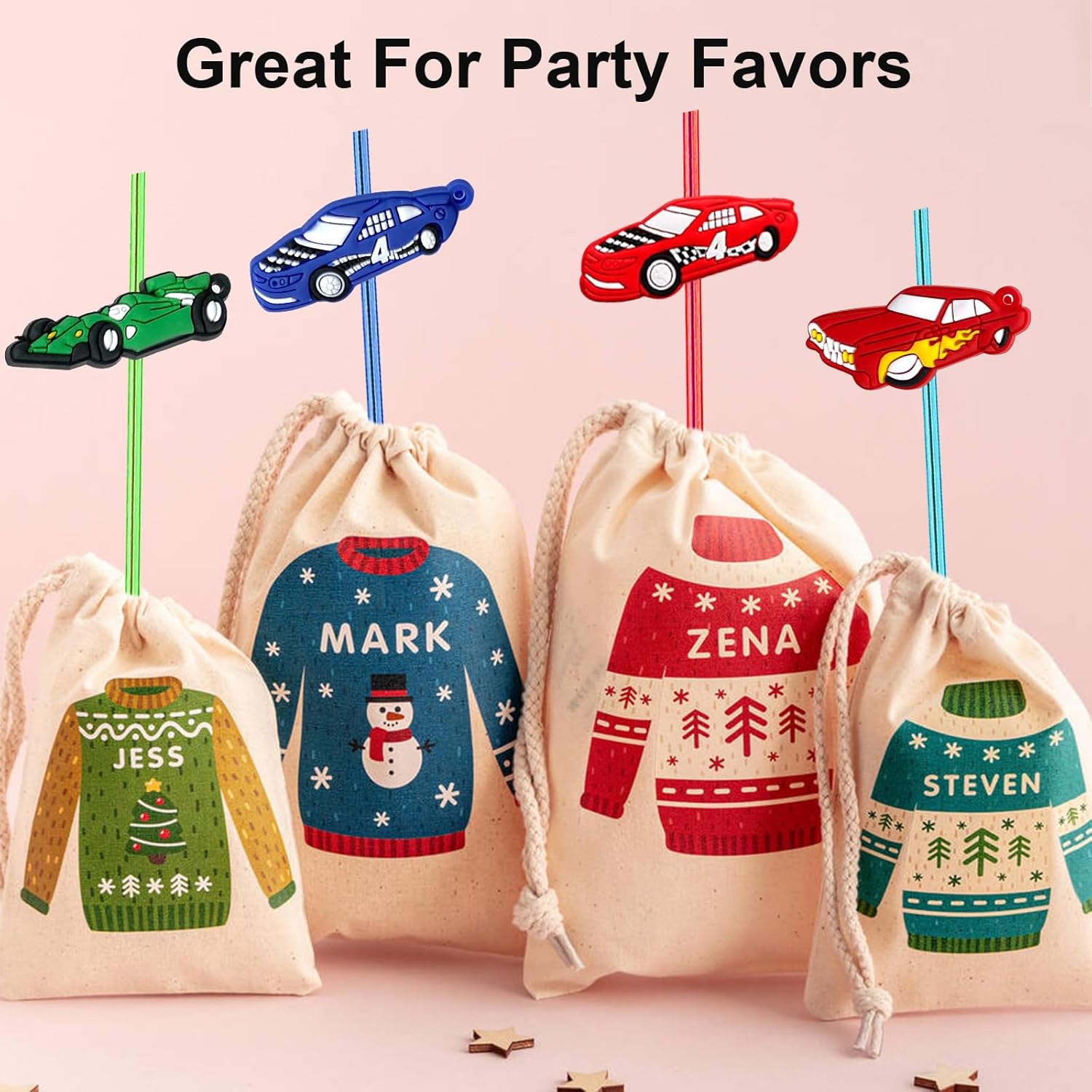 24 regalos de fiesta de coches de carreras, popotes reutilizables para niños, ruedas de carreras para decoración de cumpleaños, dos suministros de