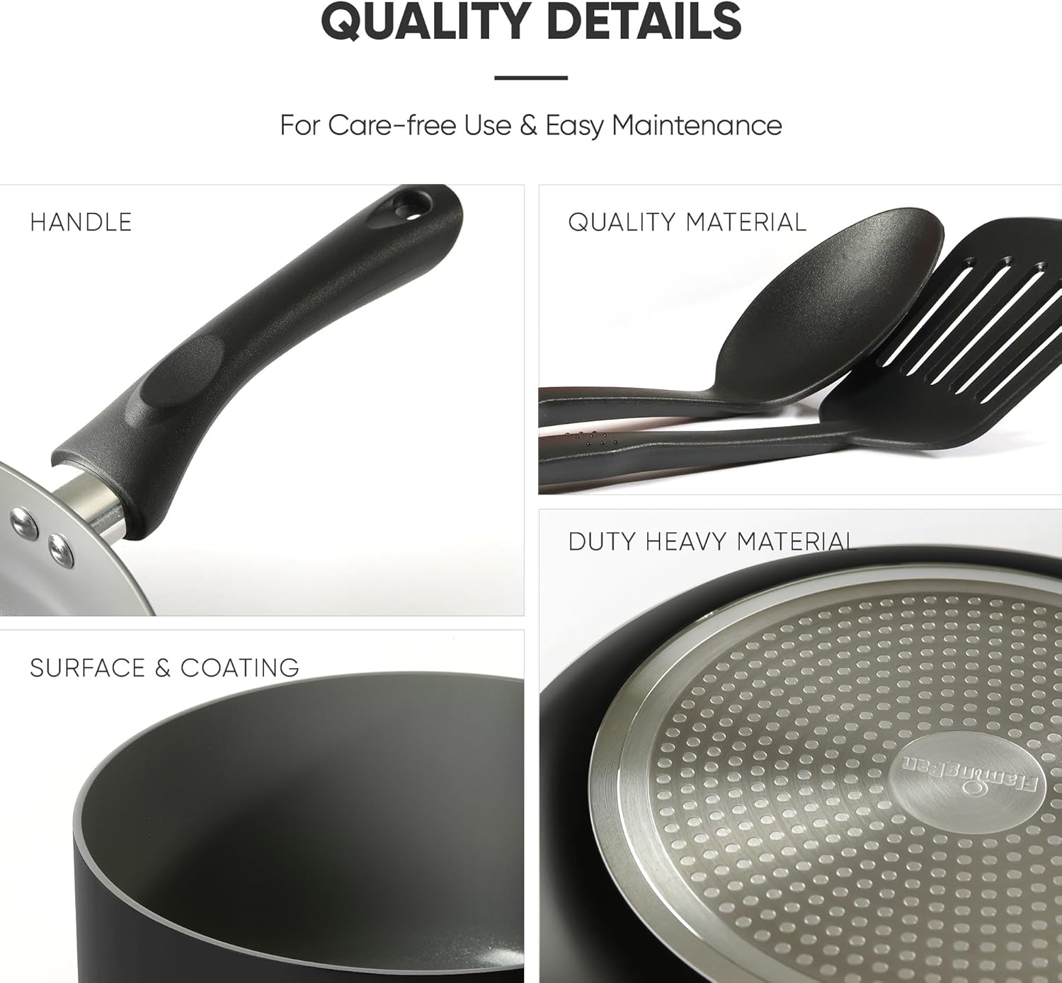 Flamingpan Juego de ollas y sartenes antiadherentes de 12 piezas, utensilios de cocina con revestimiento de cerámica, aptos para lavavajillas, juego