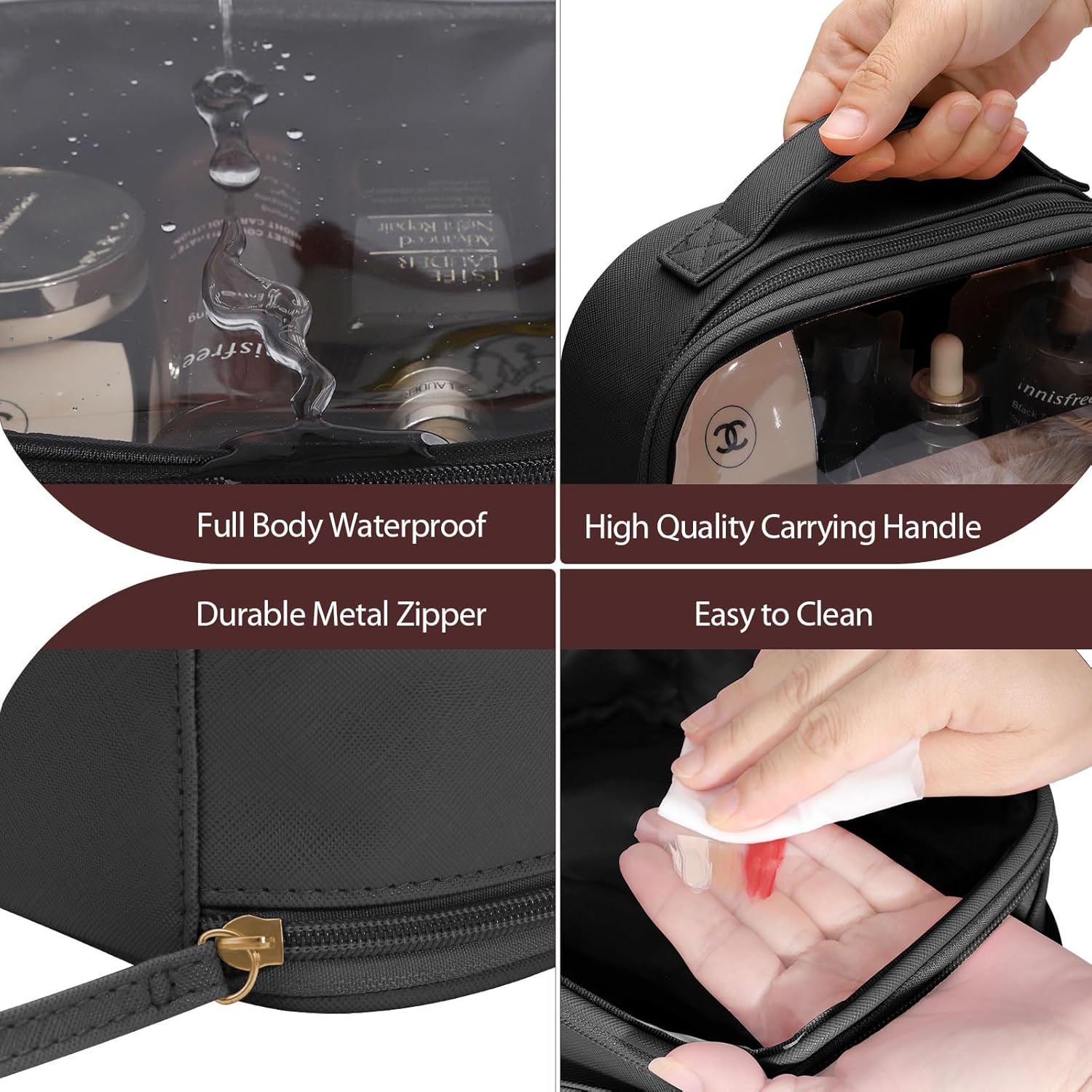 Hibagg Neceser de viaje, Negro -, Transparente