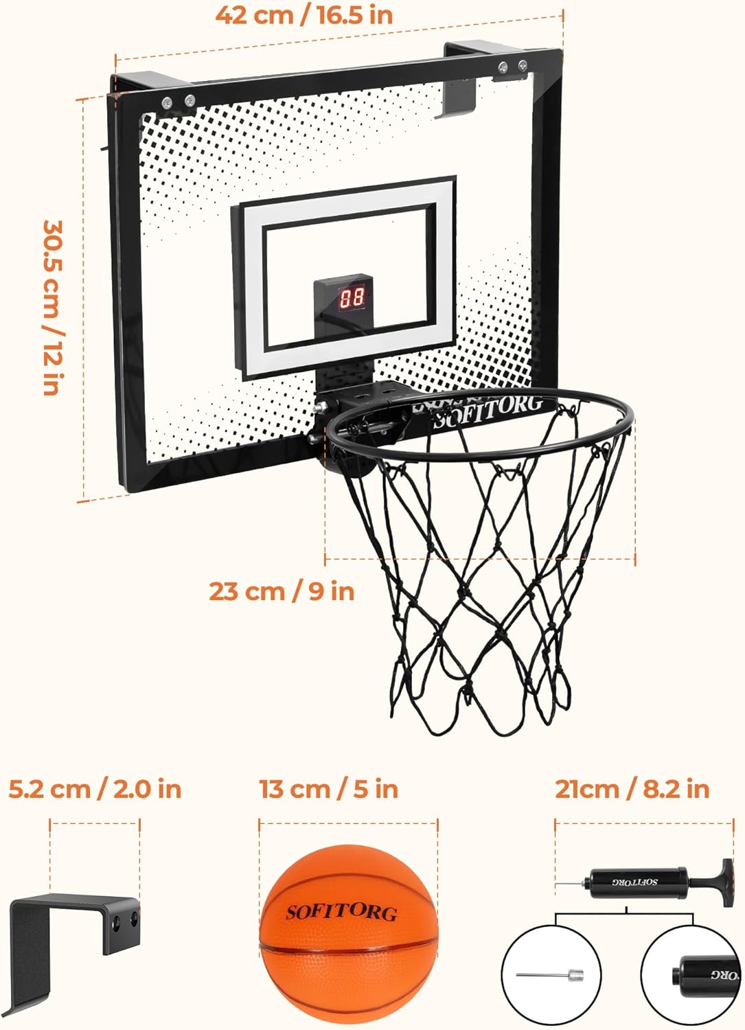 Aro de baloncesto sobre la puerta, mini aro de baloncesto para interiores con borde flexible plegable, juego de aro de baloncesto de montaje en