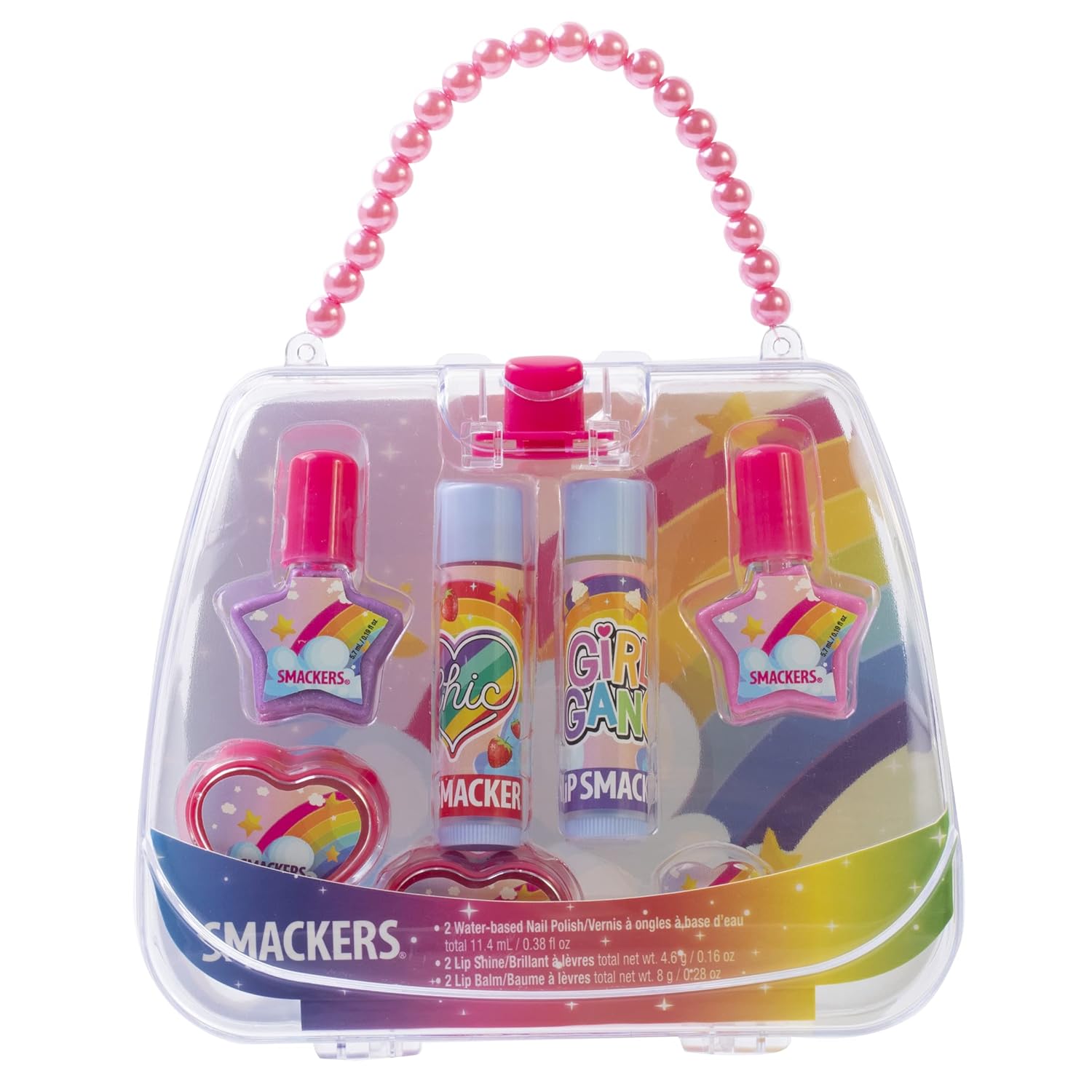 Lip Smacker Esmalte de uñas arcoíris y bálsamo labial saborizado bolsa de maquillaje para niñas  Bolso  Bolso  Colección de maquillaje de Navidad