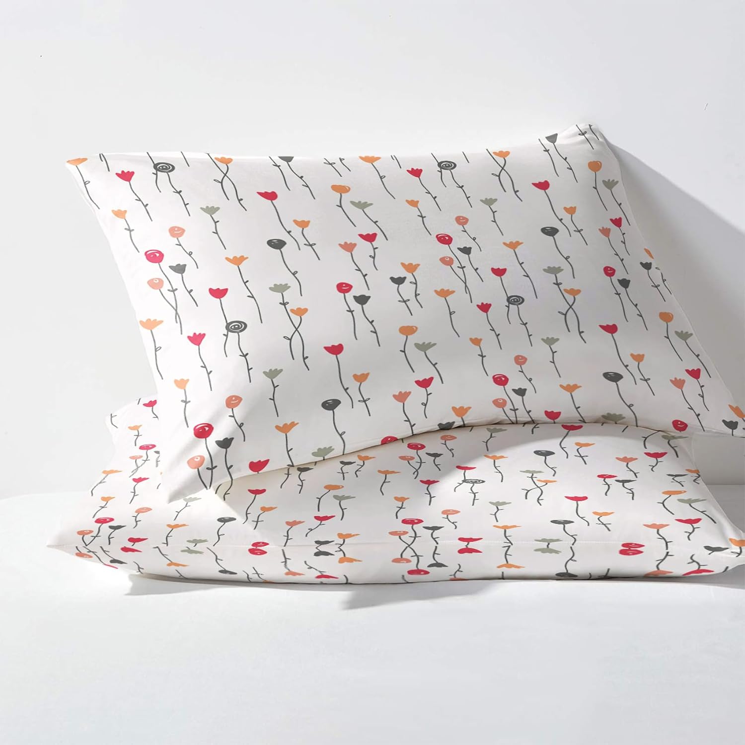 Line Sheets – Juego de sábanas de cama de flores, sábanas y fundas de almohada estampadas de 4 piezas, sábana bajera ajustable de microfibra suave