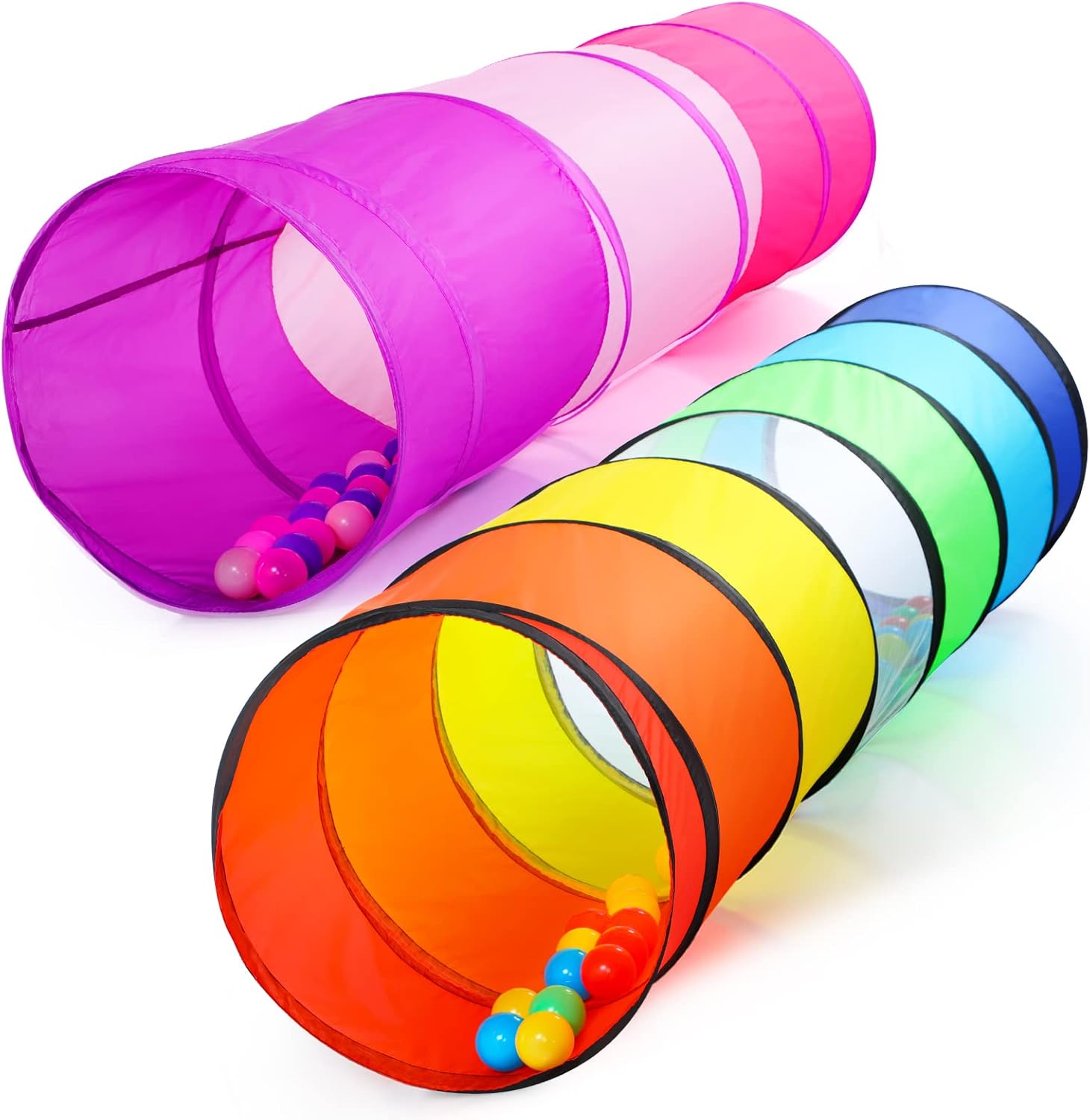 Tienda de campaña de túnel de juego para niños pequeños, paquete de 2 túneles de 6 pies para bebés, niños o perros gatos, regalo plegable para niños