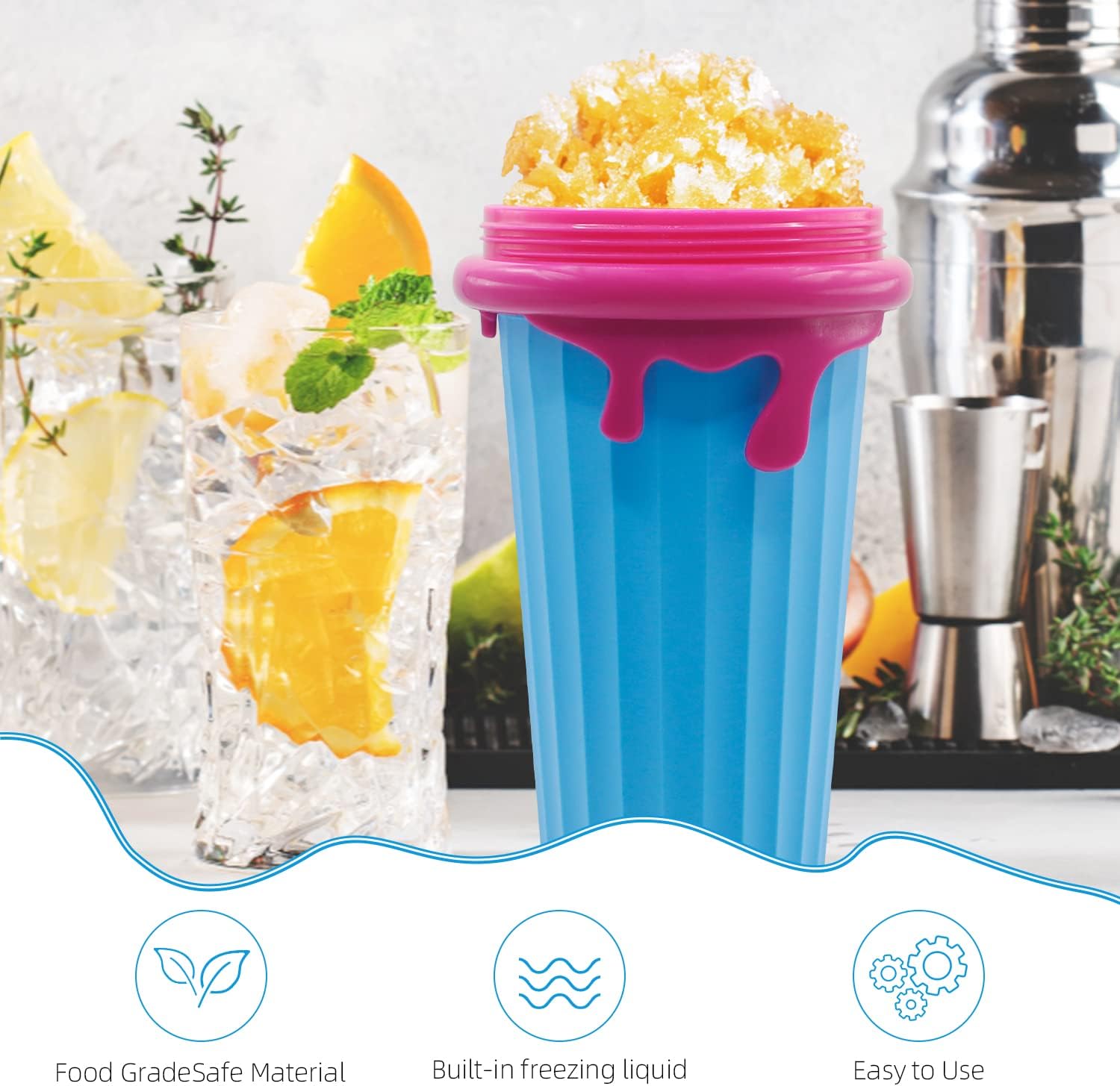 Upgrade 500ML Vaso para hacer granizados TIK TOK Frozen Magic Squeeze Cup  Batido de leche granizado de enfriamiento rápido para batidos de helado