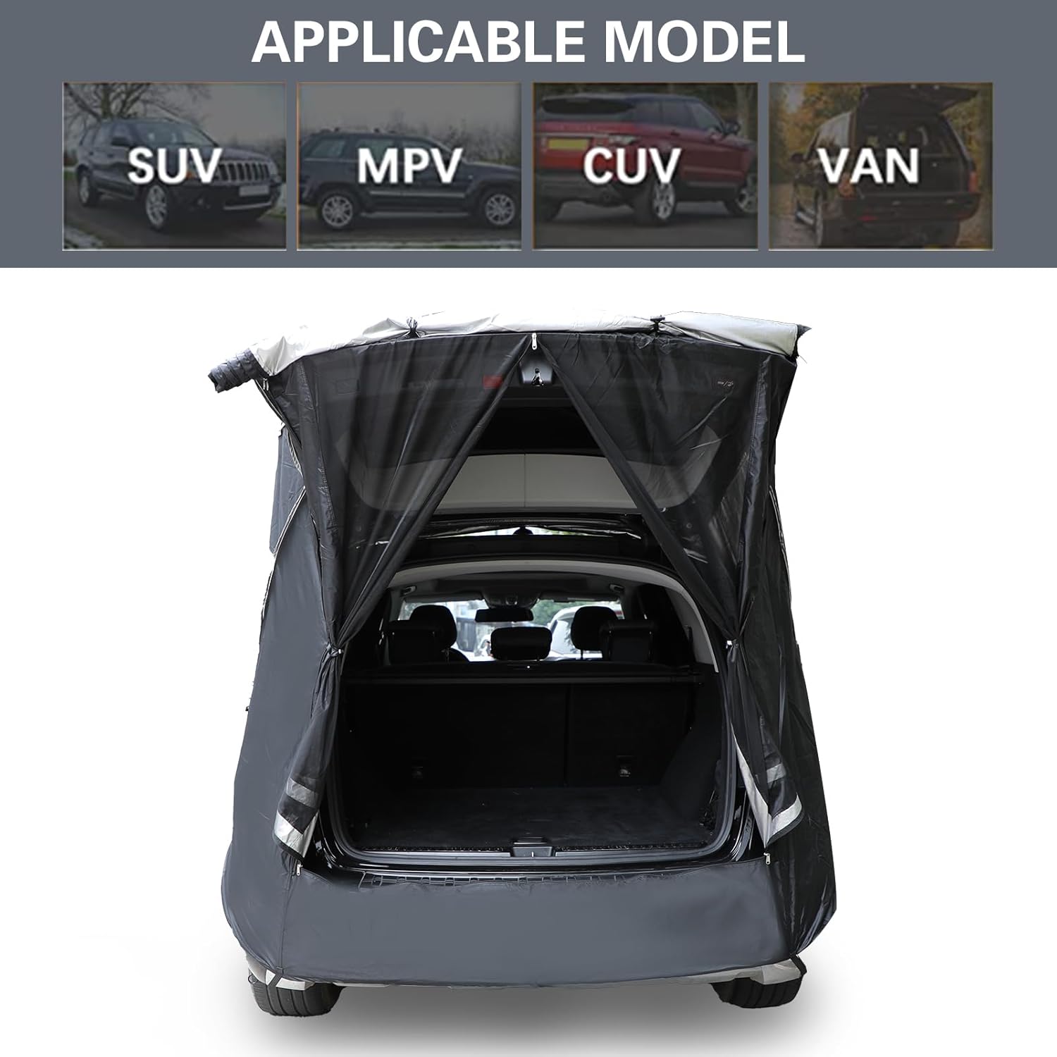 Toldo para puerta trasera SUV con bolsa de almacenamiento impermeable portátil, tienda de campaña con portón trasero, toldo para puerta trasera para