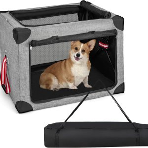 Tangkula Jaula plegable para perros de 3 puertas, suave con almohadilla extraíble y marco de metal, transportador de viaje para mascotas, lavable Tangkula Jaula plegable para perros de 3 puertas, suave con almohadilla extraíble y marco de metal, transportador de viaje para mascotas, lavable