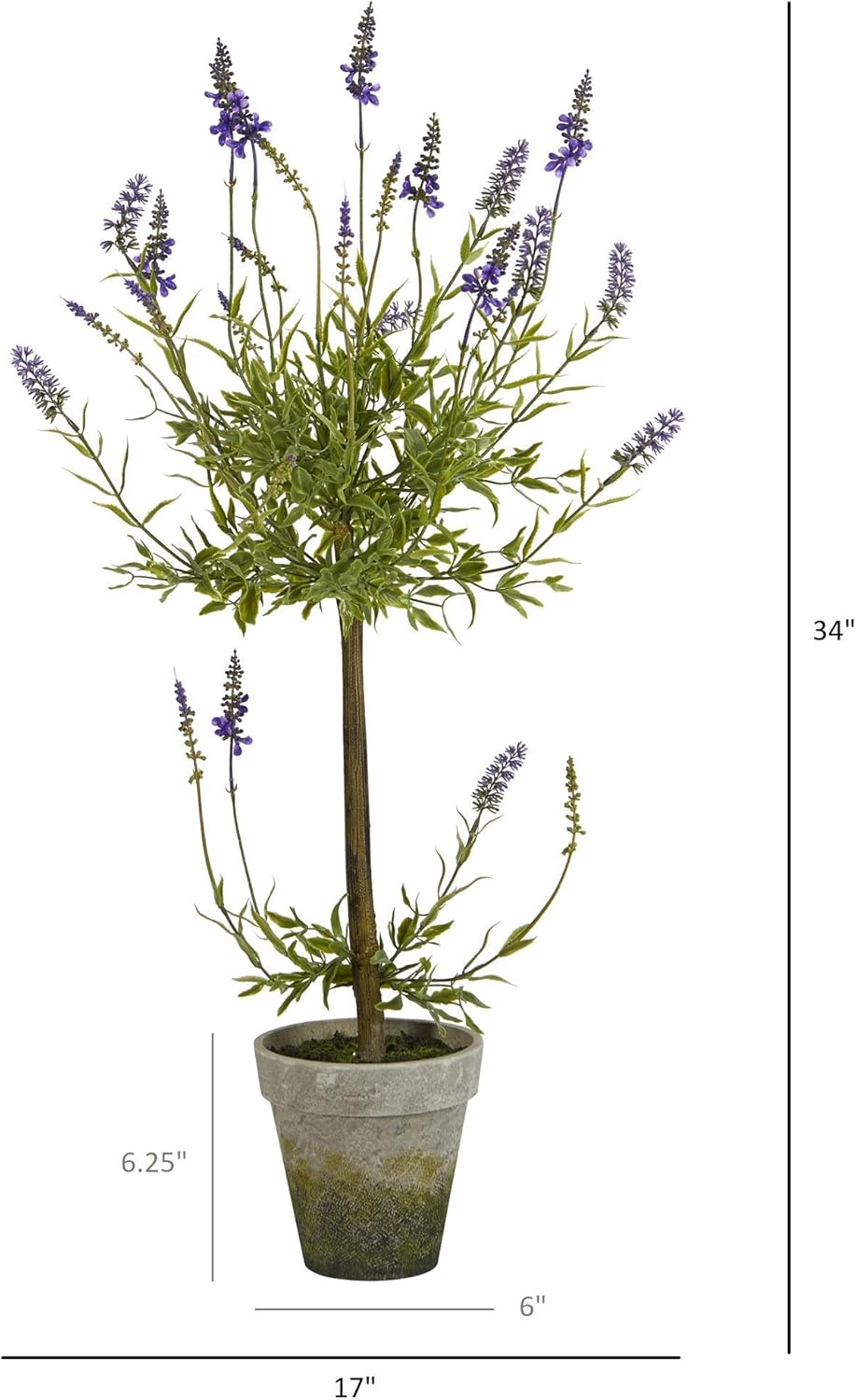 Nearly Natural Árbol artificial Topiary de una sola bola de lavanda de 34 pulgadas