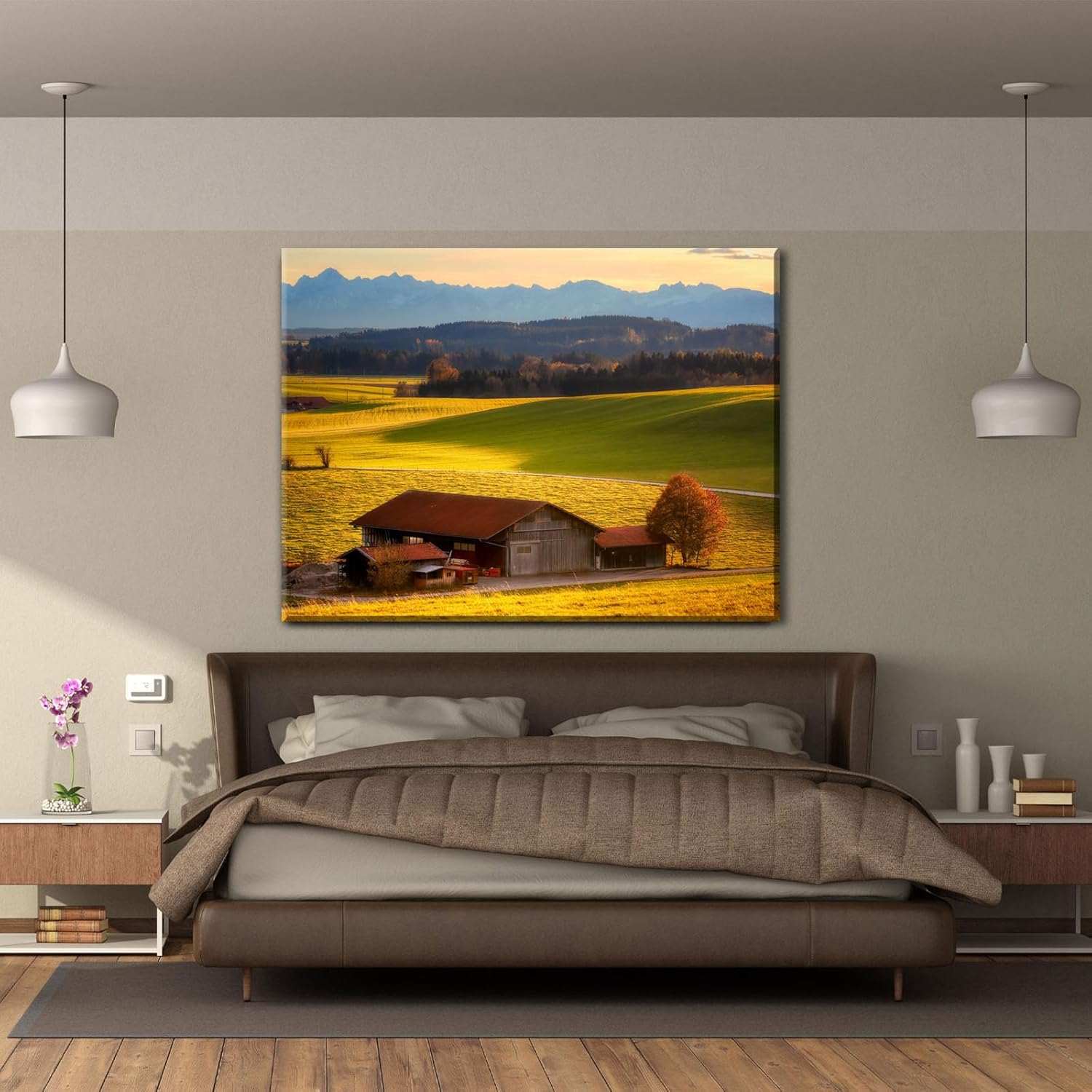 YONICA Autumn Paintings – Lienzo decorativo estético de otoño para decoración de oficina en casa, paisaje de granja de otoño con imágenes impresas
