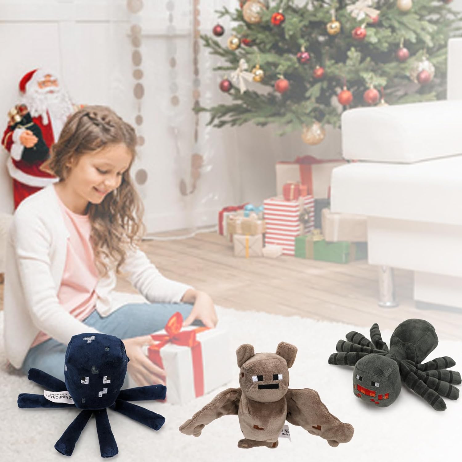 10 juguetes de peluche de enredadera, cerdo bebé, Mooshroom de bebé, gólem de nieve, murciélago, oveja, Enderman, tirador de esqueletos, araña,