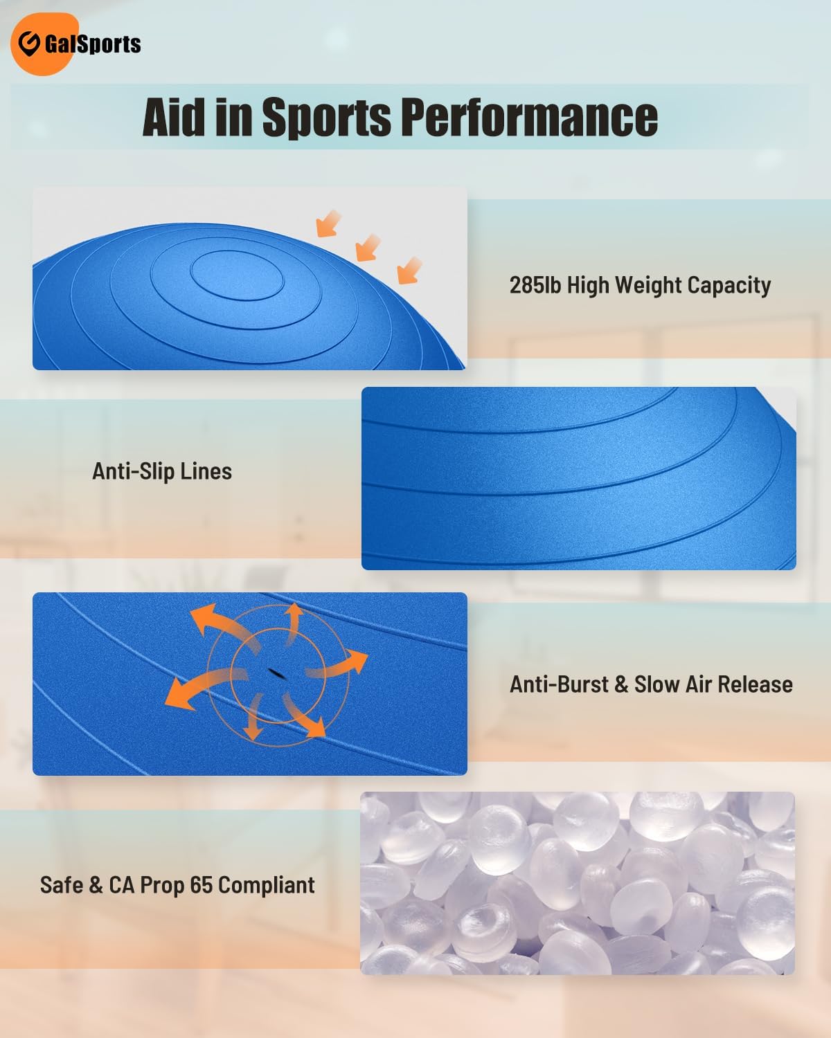 Yoga Ball Exercise Ball for Working Out, Anti-Burst and Slip Resistant Stability Ball, Swiss Ball for Physical Therapy, Exercise Ball Chair, Home