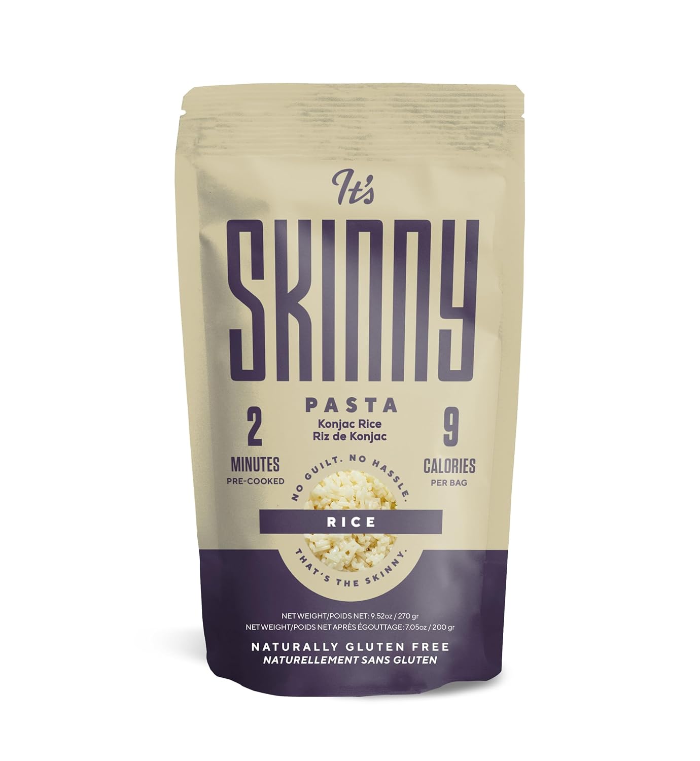 Arroz- Pasta Konjac Saludable, Baja en Carbohidratos y Calorías, Completamente Cocida y Lista, Cetogénica, sin Gluten, Vegana y Paleo- 6 Pack