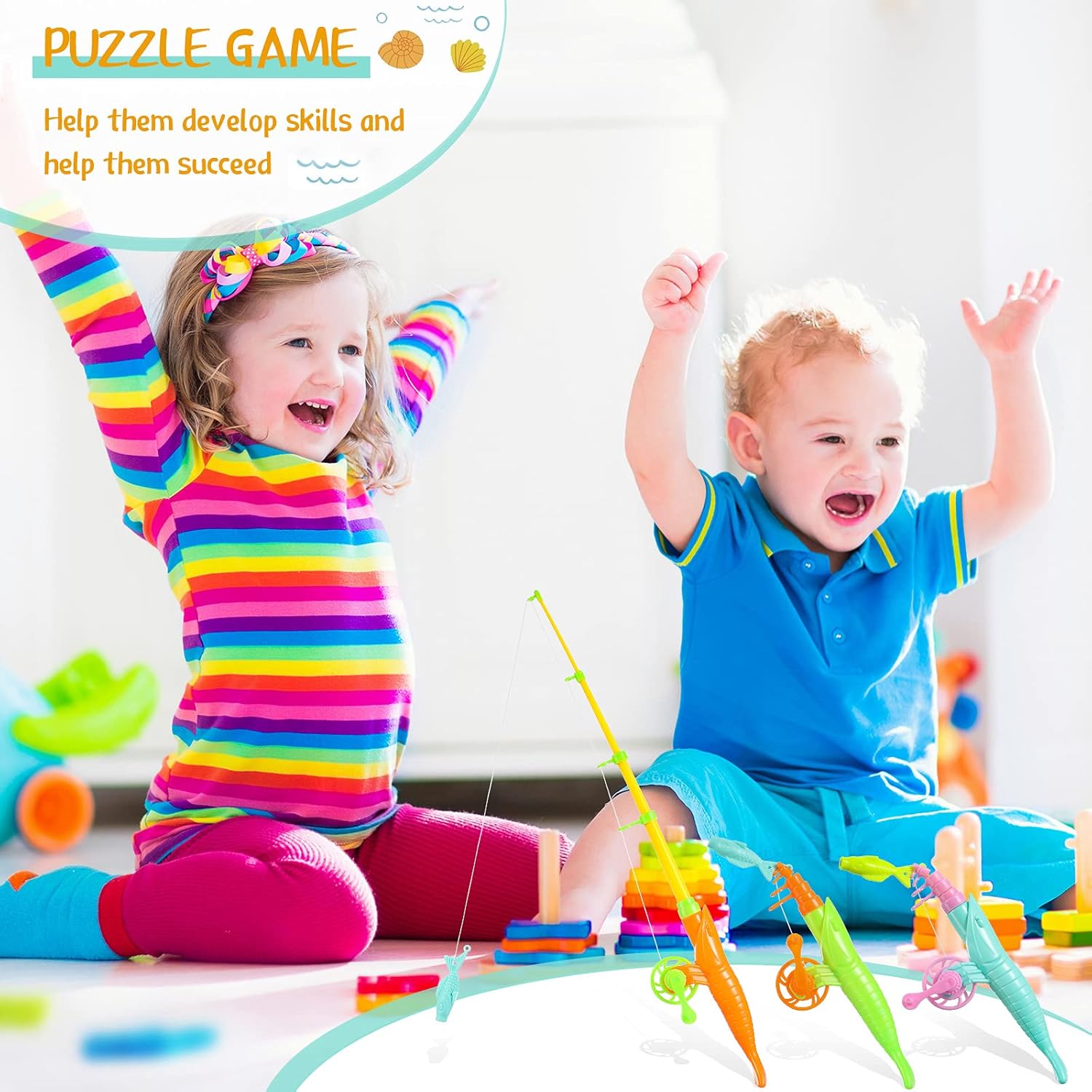 4 piezas de juego de pesca magnético, juguete flotante magnético de verano de 7.3 pulgadas, poste magnético para niños y niñas, juguete de baño de