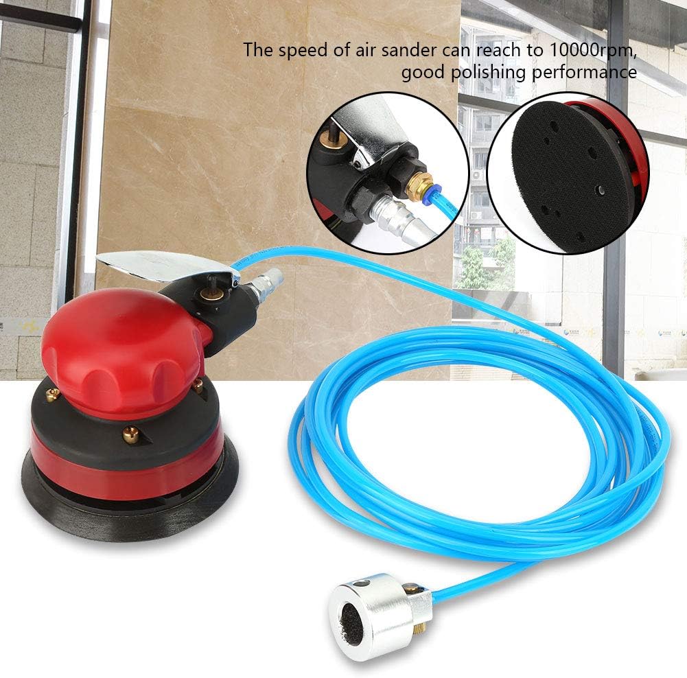 Jadpes – Lijadora neumática de 5 pulgadas y 10000 rpm, lijadora orbital aleatoria de aire profesional de doble acción con kit de máquina de pulir de